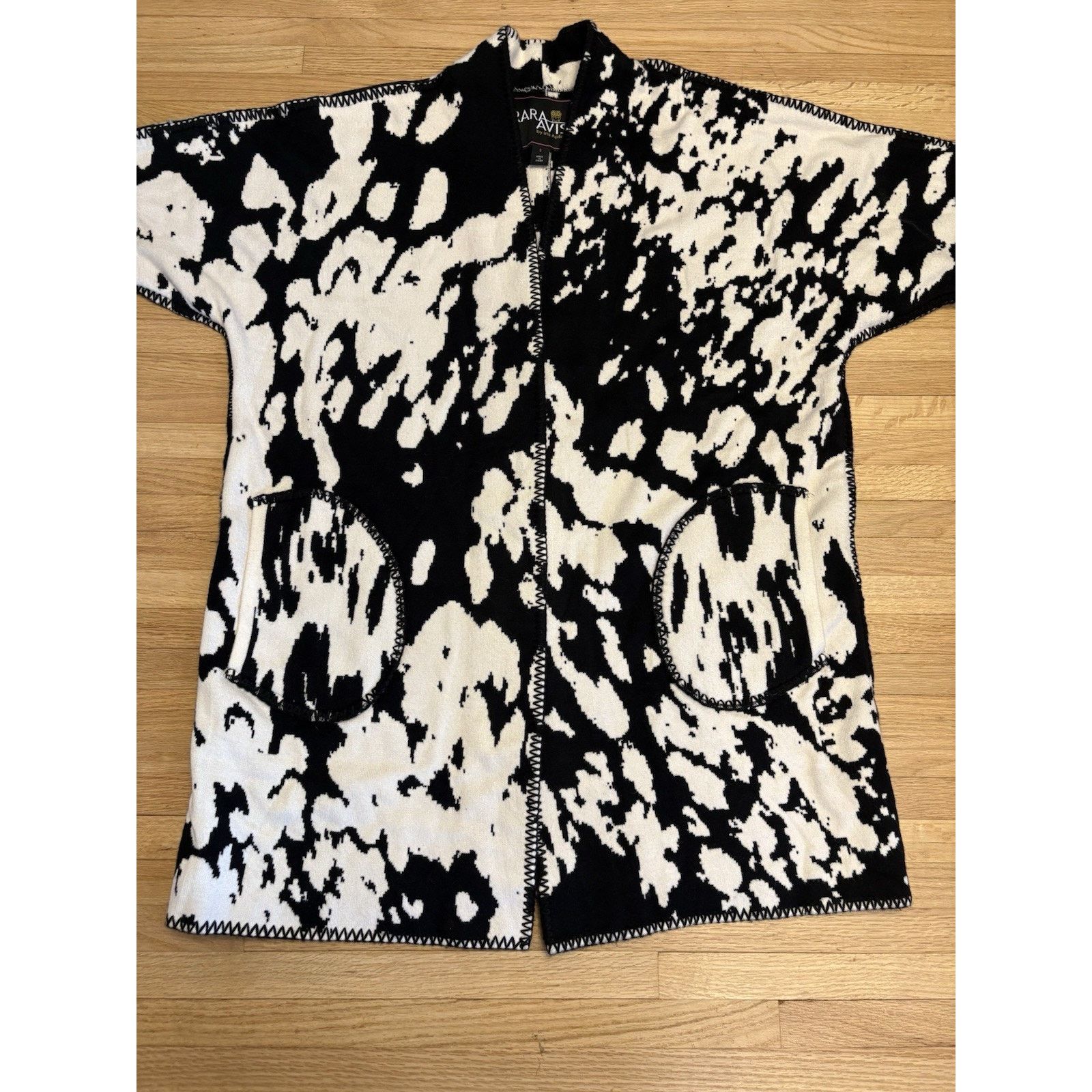 The Unbranded Brand Rara Avis By Iris Apfel Black White Oversized Open Coat S Size S / US 4 / IT 40 - 3 Thumbnail