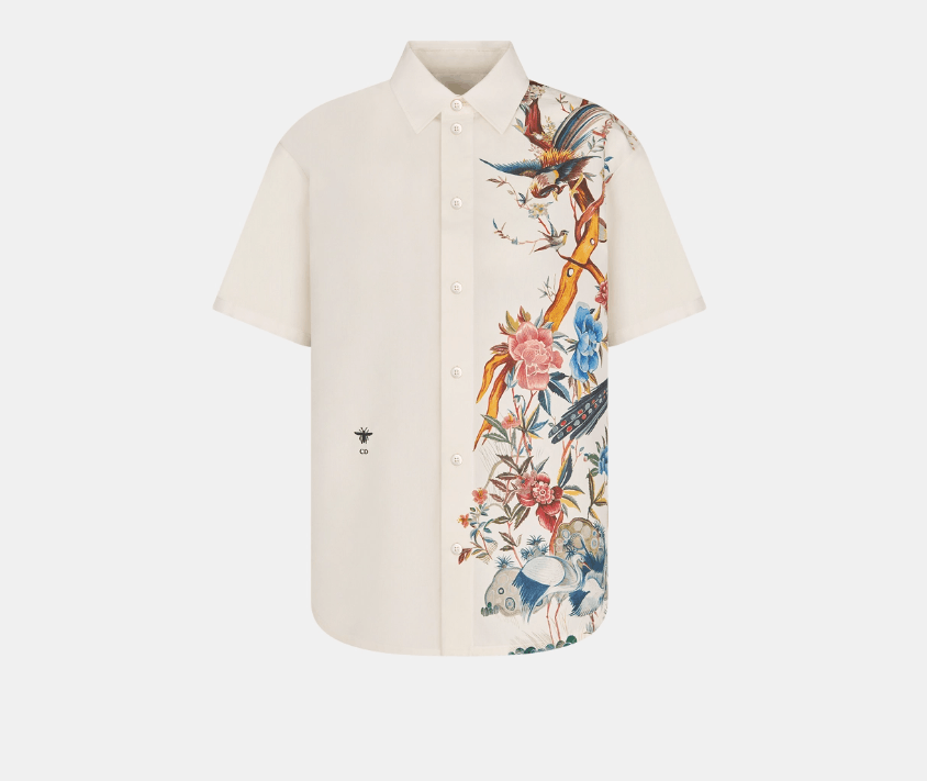 image of Dior O1W1Db10224 Blouse In Ecru & Multicolor, Women's (Size Medium)