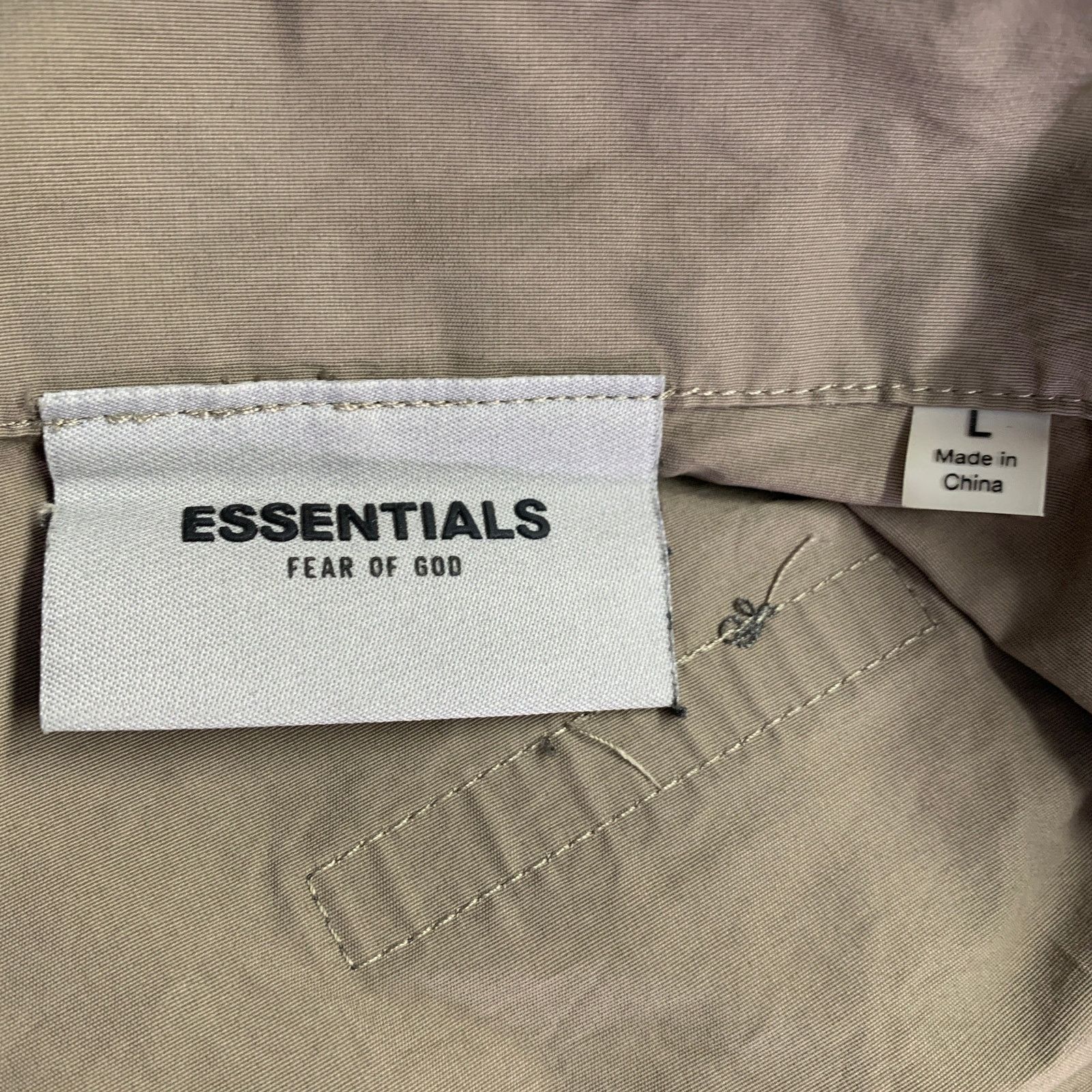 Essentials ESSENTIALS Size L Tan Cotton Nylon Logo Half Zip Jacket Size L / US 10 / IT 46 - 6 Thumbnail