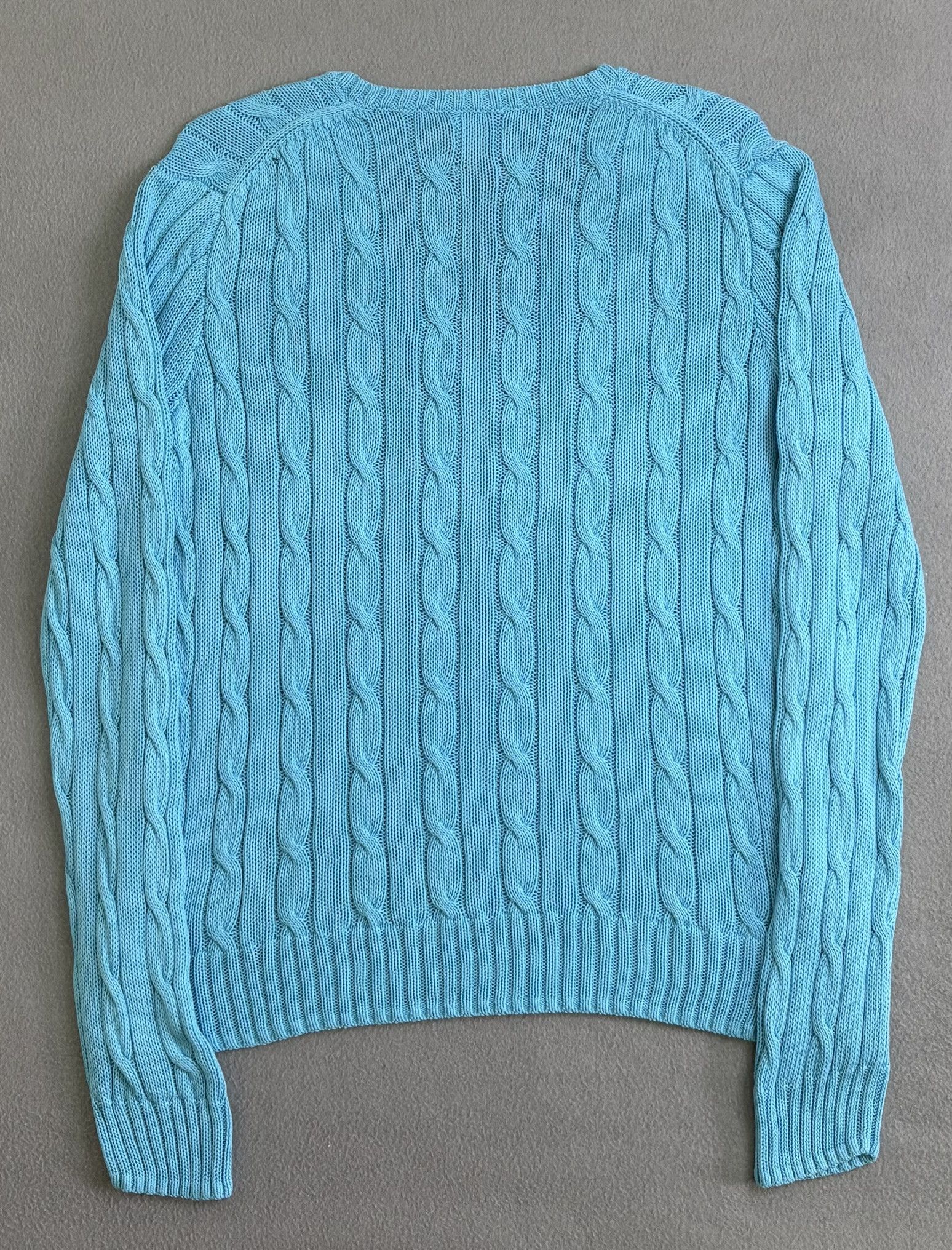 Polo Ralph Lauren Polo Ralph Lauren Cable V-Neck Baby Blue Sweater Size XL Size XL / US 12-14 / IT 48-50 - 8 Thumbnail