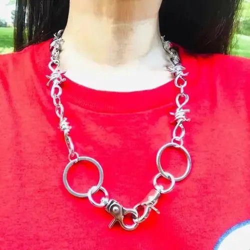 Handmade Chunky Unisex barbed wire link Wallet Pant Chain Belt Size ONE SIZE - 4 Thumbnail