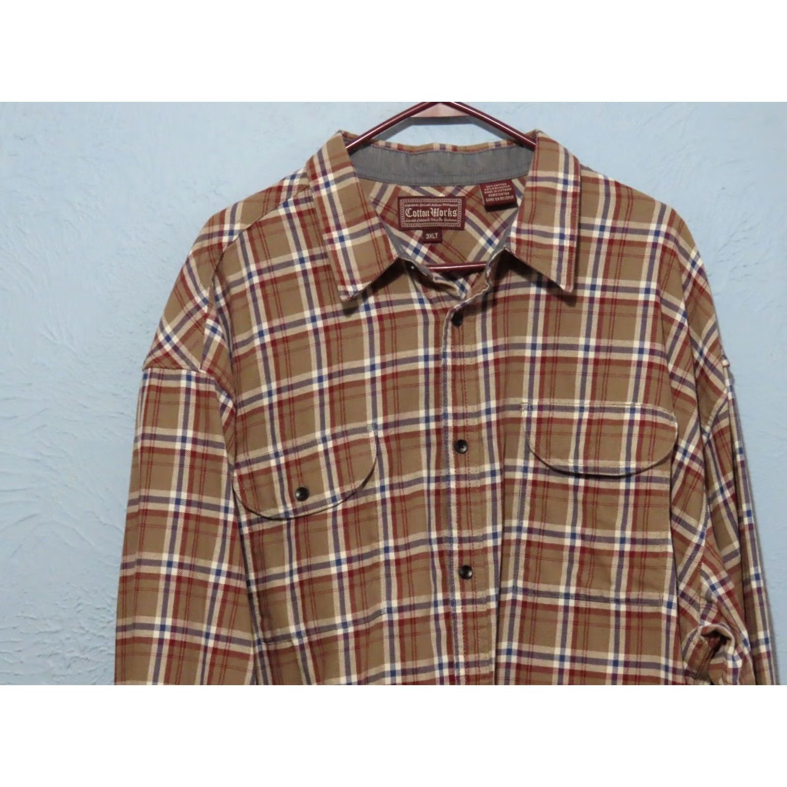 Vintage Cottonworks Men's 3XLT Brown Flannel Shirt Plaid Shirt Big & Tall Plaid Long Sleeve Button-Front Collared Casual Mens Size US XXL / EU 58 / 5 - 3 Thumbnail