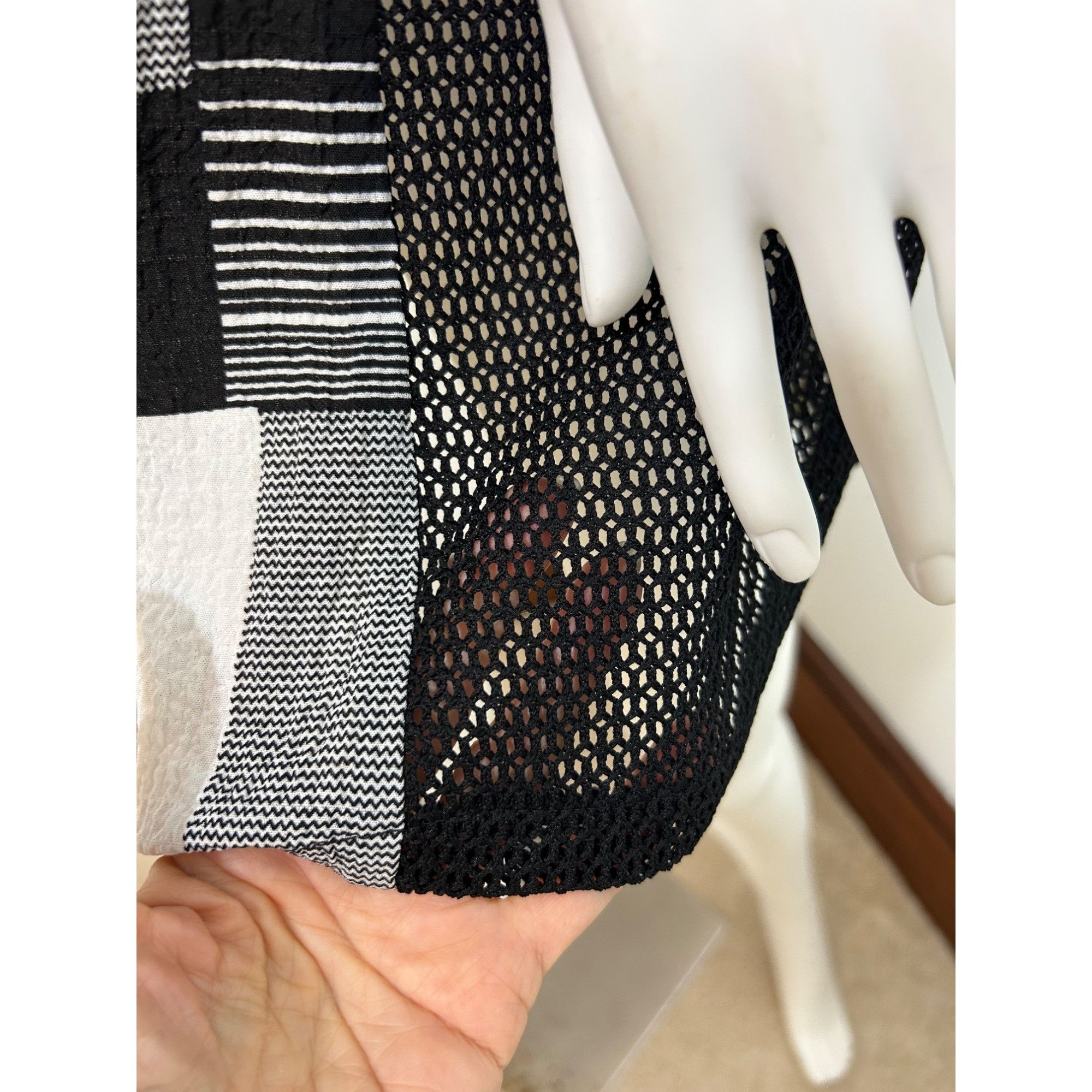 Other Damee Tunic Top XL Black White Checkered Mesh Inserts Collar Size XL / US 12-14 / IT 48-50 - 16 Thumbnail