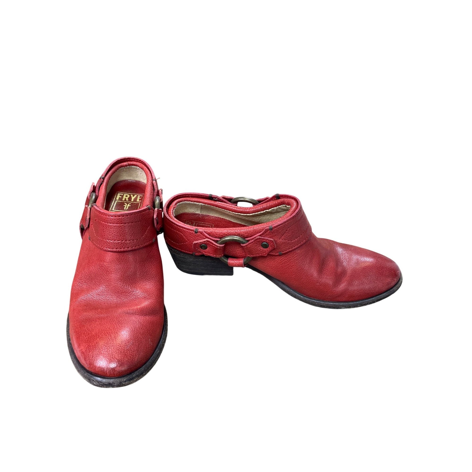 Frye Frye Vintage womans Leather Red Harness Mules Booties shoes Size US 7 / IT 37 - 1 Thumbnail