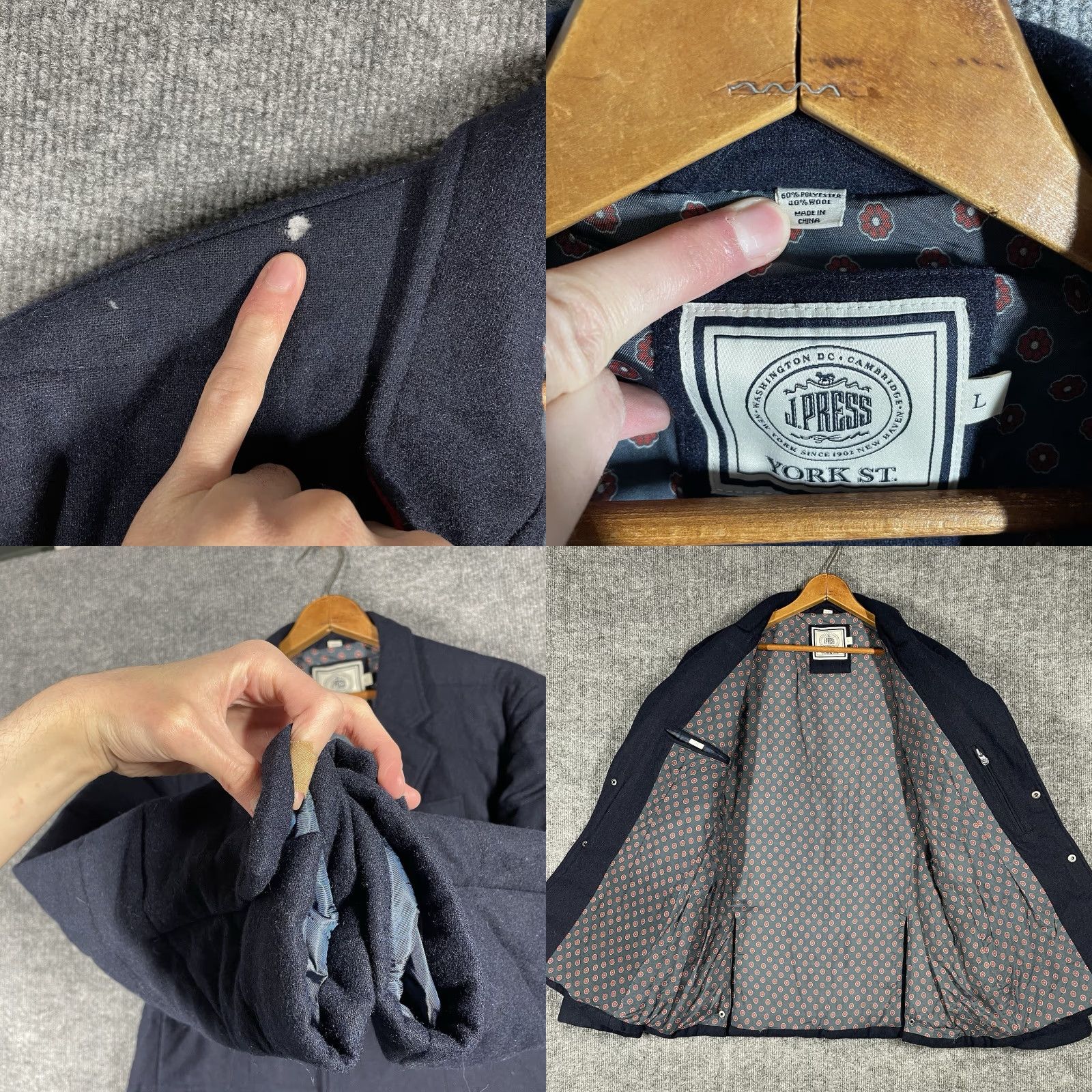 Vintage J. Press Quilted Sport Coat Blazer Jacket Mens Size Large Wool Insulated Snap Size 42R - 8 Thumbnail