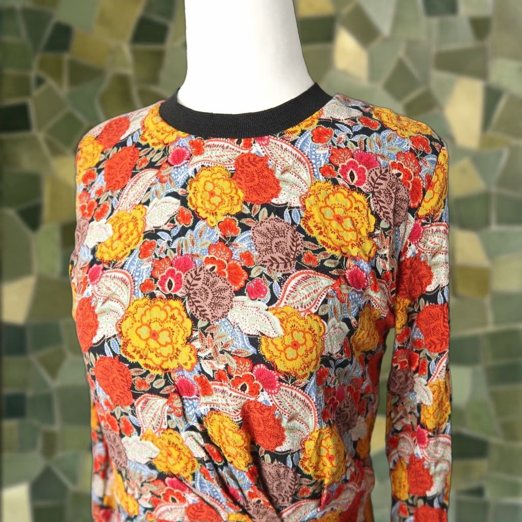 Zara ZARA trf Floral Print Mini Dress S Red Yellow Marigold, Long Sleeve, Zip Closure, Women, Spring, Casual, Dress Size S / US 4 / IT 40 - 1 Thumbnail