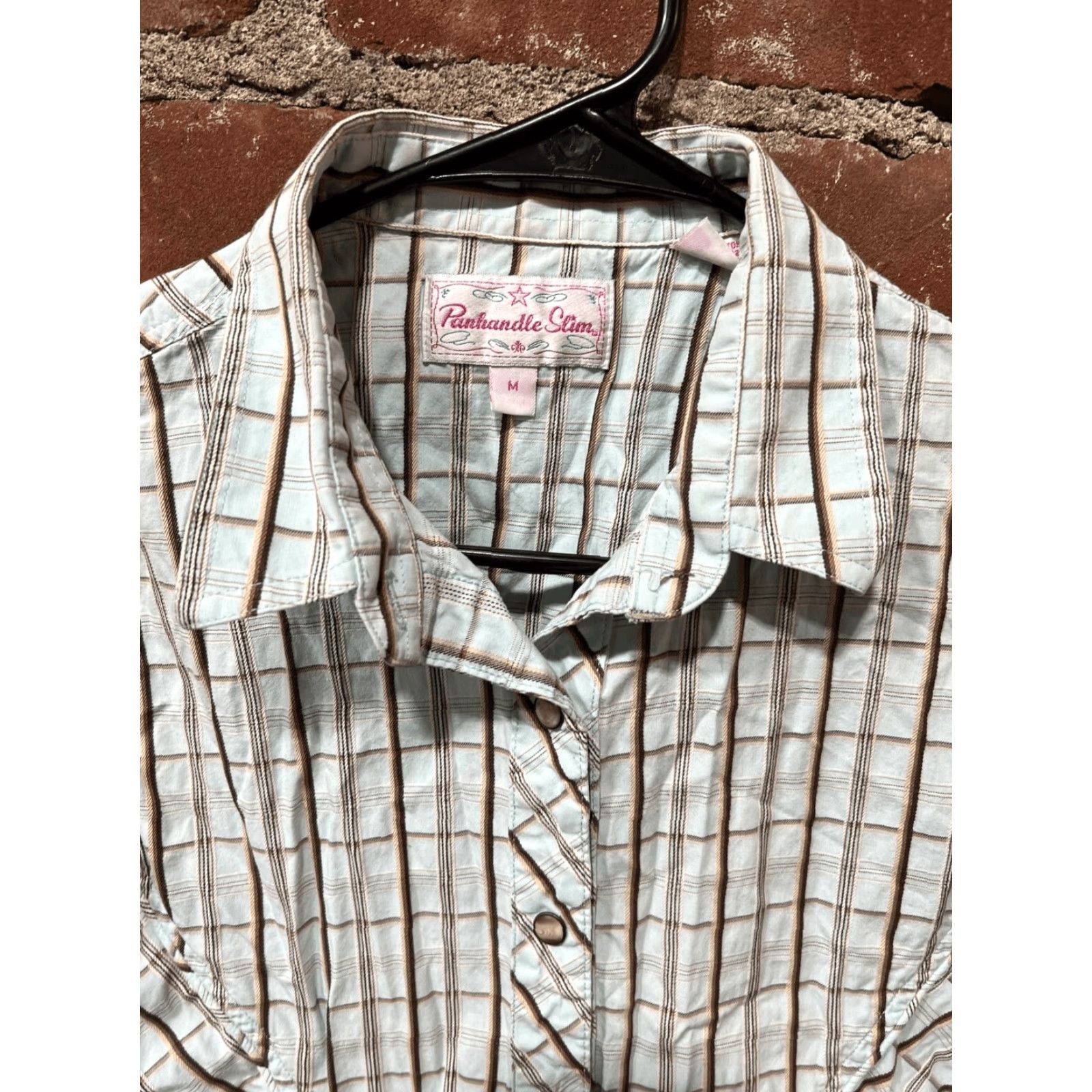 Vintage VINTAGE Panhandle Slim Womens Blouse Long Sleeve Collared Snap Pearl Green Blue Size M Shirt Womens Size M / US 6-8 / IT 42-44 - 2 Thumbnail