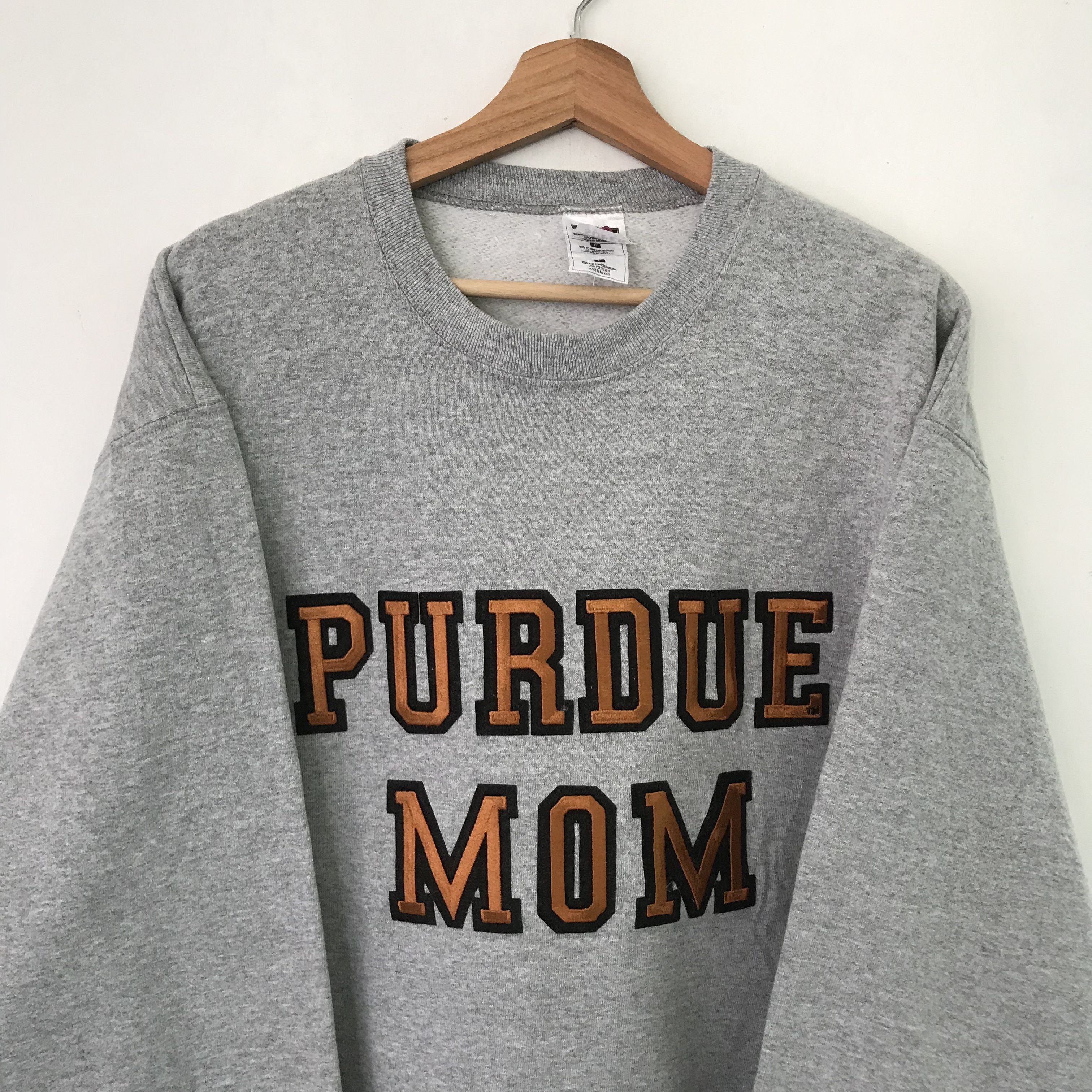 Vintage Vintage 90's Purdue Mom Gray Sweatshirt - 667 Size US L / EU 52-54 / 3 - 6 Thumbnail
