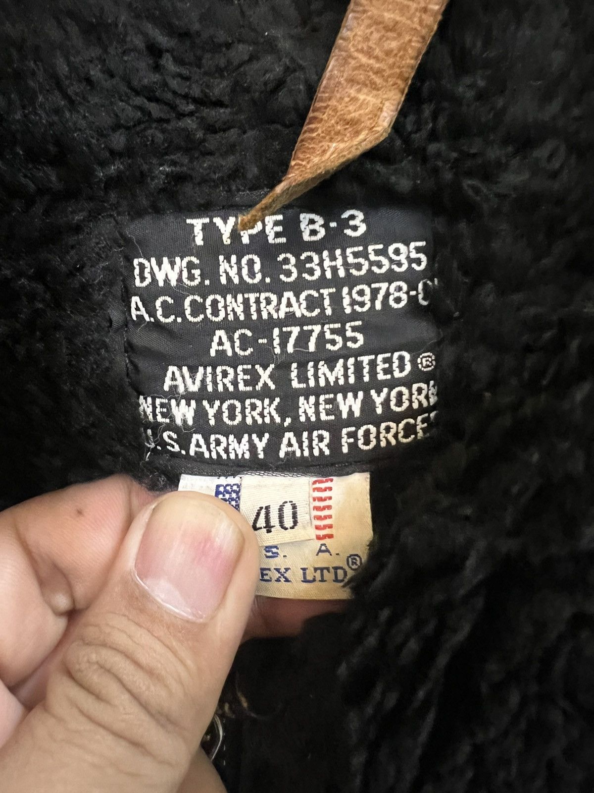 Vintage Avirex B3 Sheep Skin US Army Force Jacket