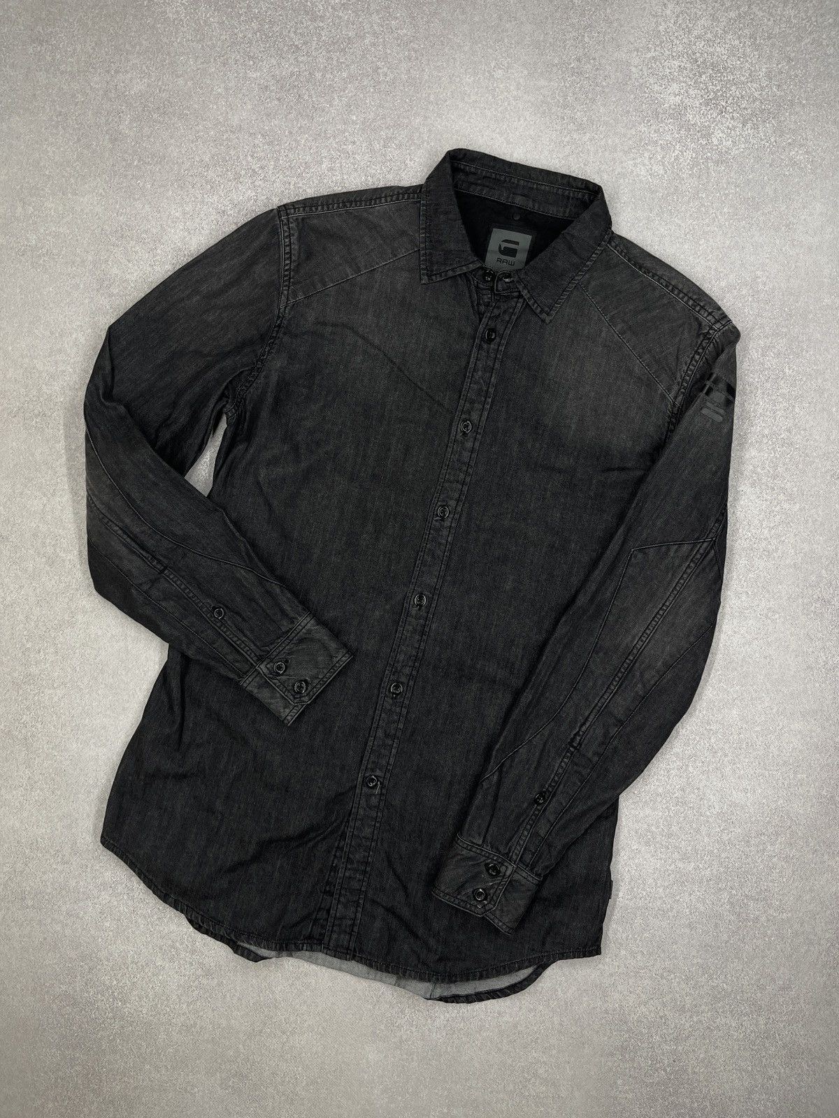G-Star Mens G Star Raw 5620 Clean Print Shirt Denim Grey Size L Size US L / EU 52-54 / 3 - 1 Thumbnail