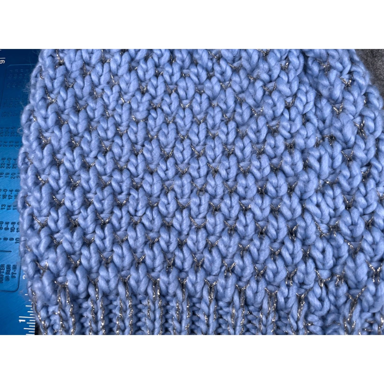 Vintage Mixit Beanie Toque Women One Size Blue Knit Acrylic Blend Sparkly Big Pom Ski Hat Womens Beanie Winter 90s Theme No Size ONE SIZE - 2 Thumbnail