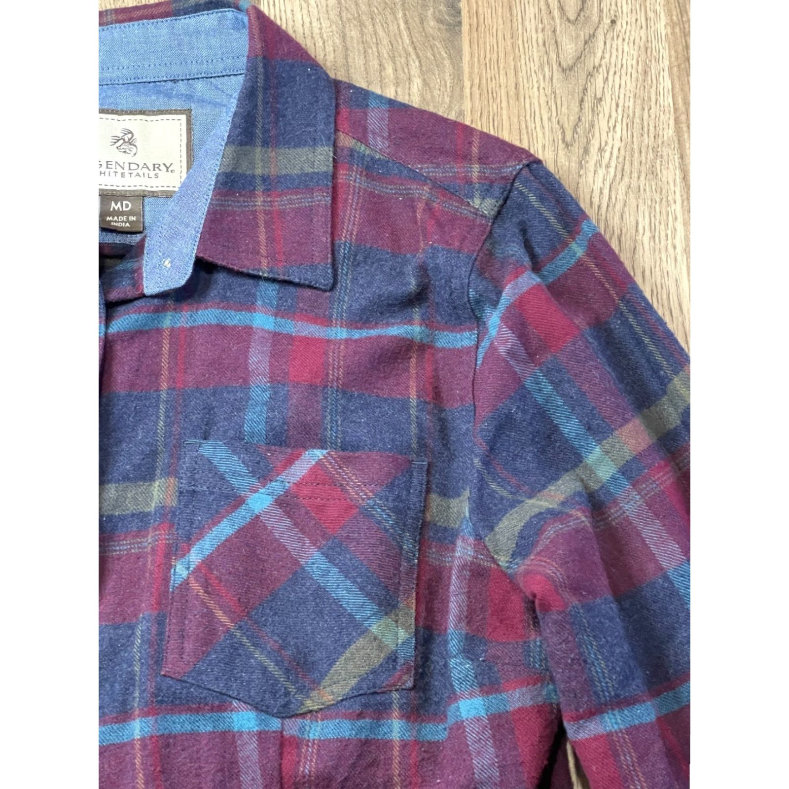 Vintage Legendary Whitetails Shirt, Men's Medium, Plaid, Button Up, Long Sleeve, Blue Green Purple, Casual, Regular Fit, Fall Spring Summer, Mens Size US M / EU 48-50 / 2 - 4 Thumbnail