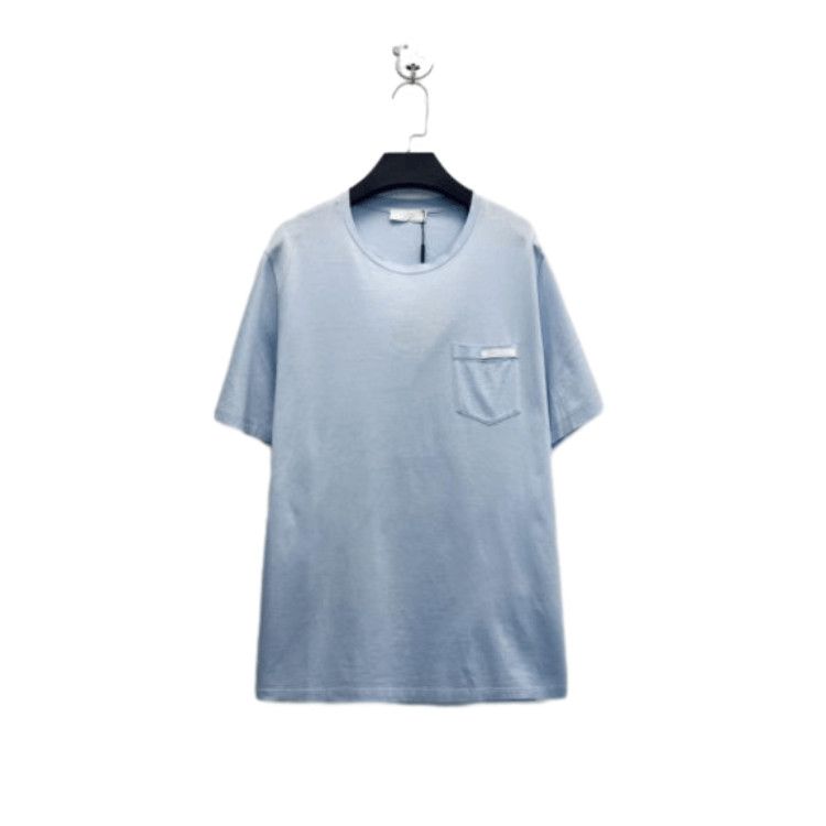 Prada Prada Logo Pocket Cotton TShirt in Light Blue-2506 Size US S / EU 44-46 / 1 - 3 Thumbnail