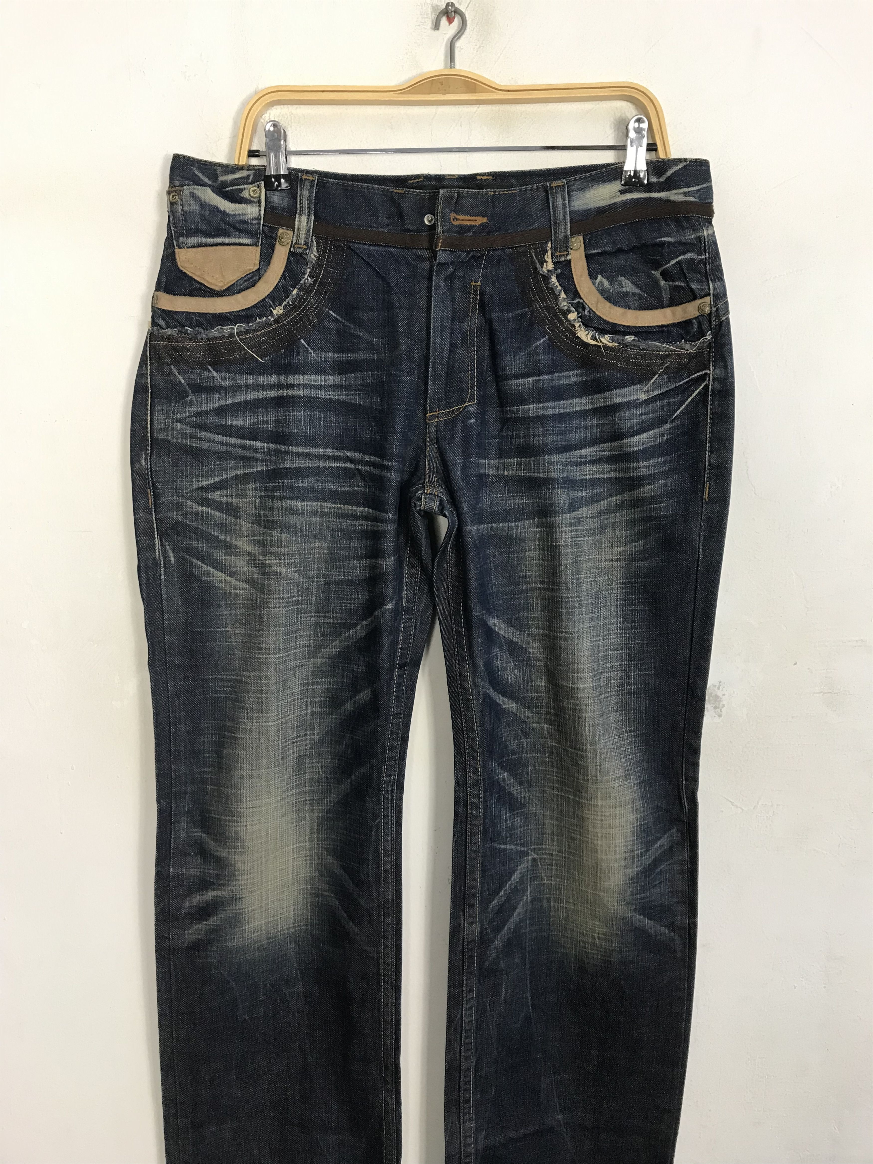 Japanese Brand Red Pepper Denim Japan&Co Embroidery Art Indigo Jeans Size US 33 - 3 Thumbnail