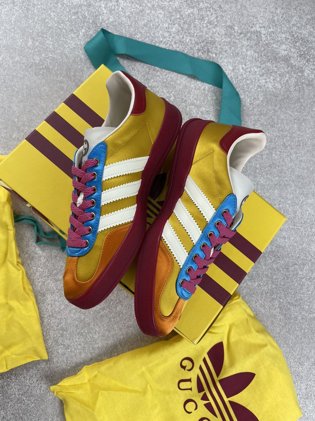 Adidas × Gucci Adidas x Gucci Gazelle Yellow/White/Red Sneakers Size 36 2/3 Size US 5.5 / IT 35.5 - 8 Thumbnail