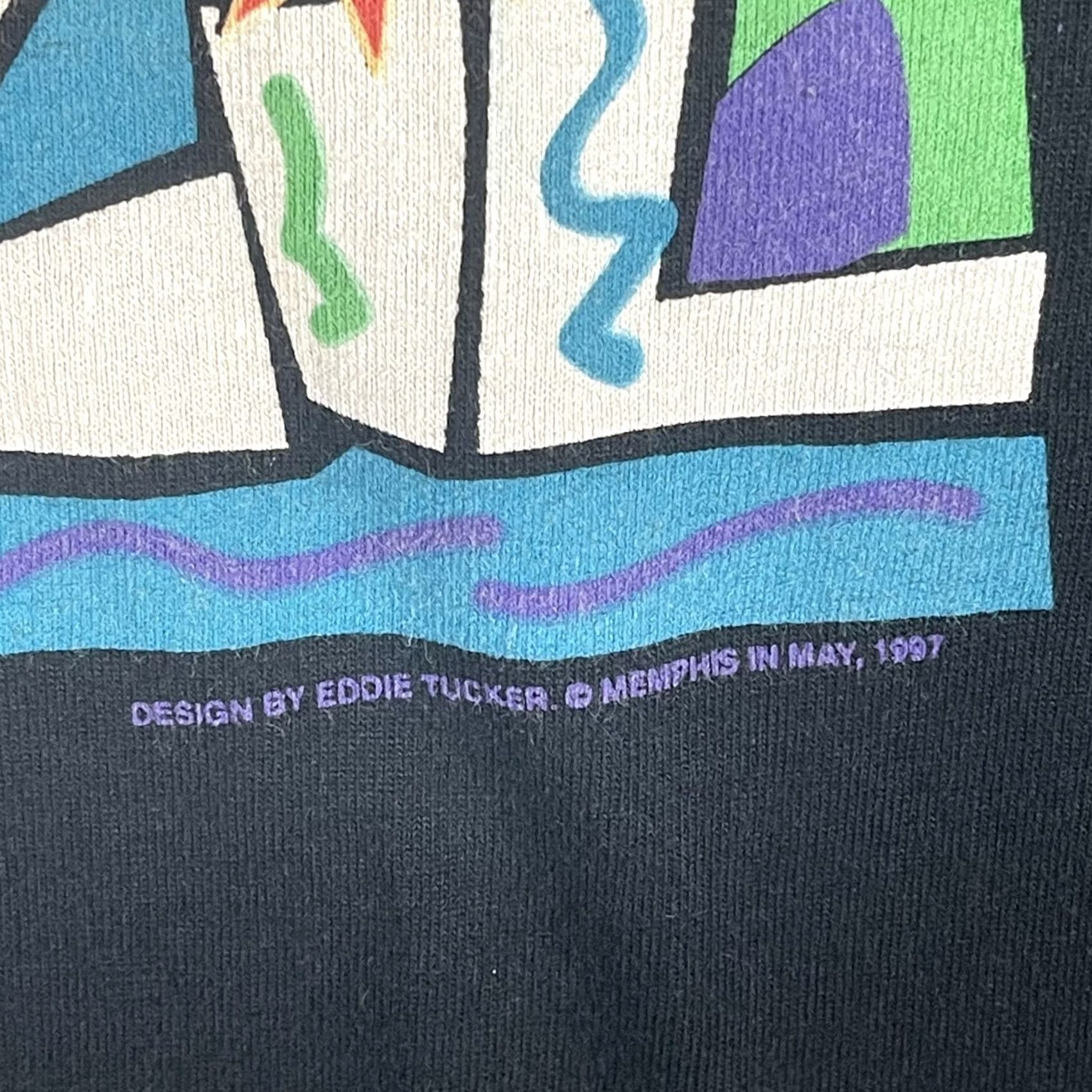 Fruit Of The Loom VINTAGE Memphis In May Brazil Shirt Mens XL 1997 Festival Art Graphic Tee 90s Black Size US XL / EU 56 / 4 - 4 Thumbnail