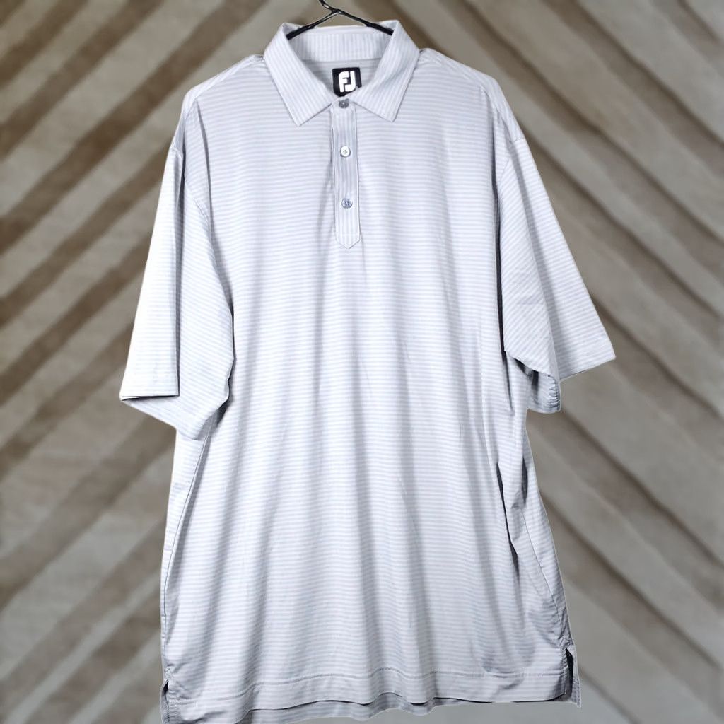 Footjoy FootJoy Mens Polo Shirt Gray Striped Athletic Short Sleeve XL Collared Button-Down Polo Shirt Mens Shirt Regular Size XS? Size US XL / EU 56 / 4 - 1 Thumbnail