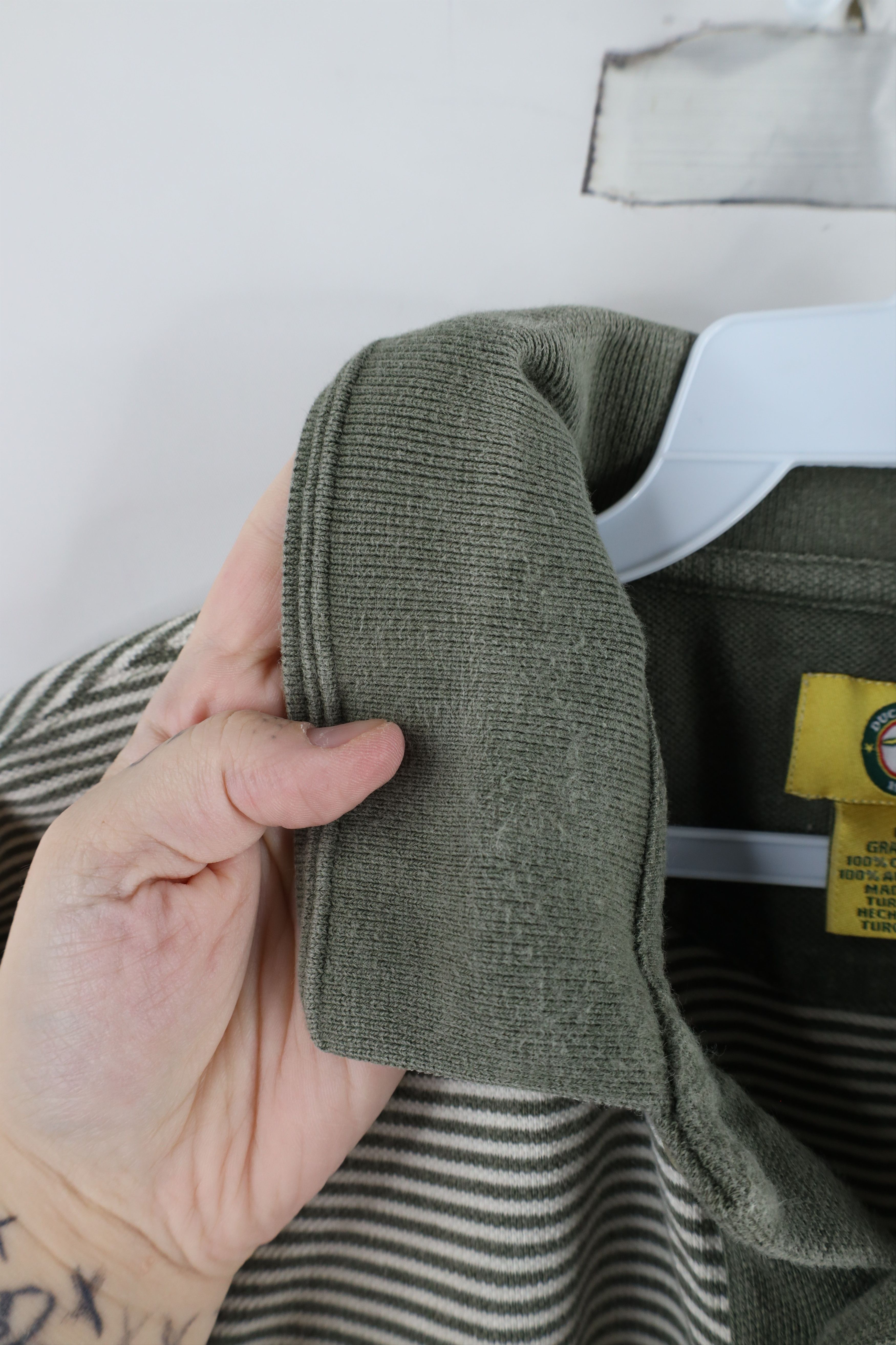 Vintage Vintage 90s Streetwear Striped Heavyweight Polo Shirt Green Size US L / EU 52-54 / 3 - 6 Thumbnail