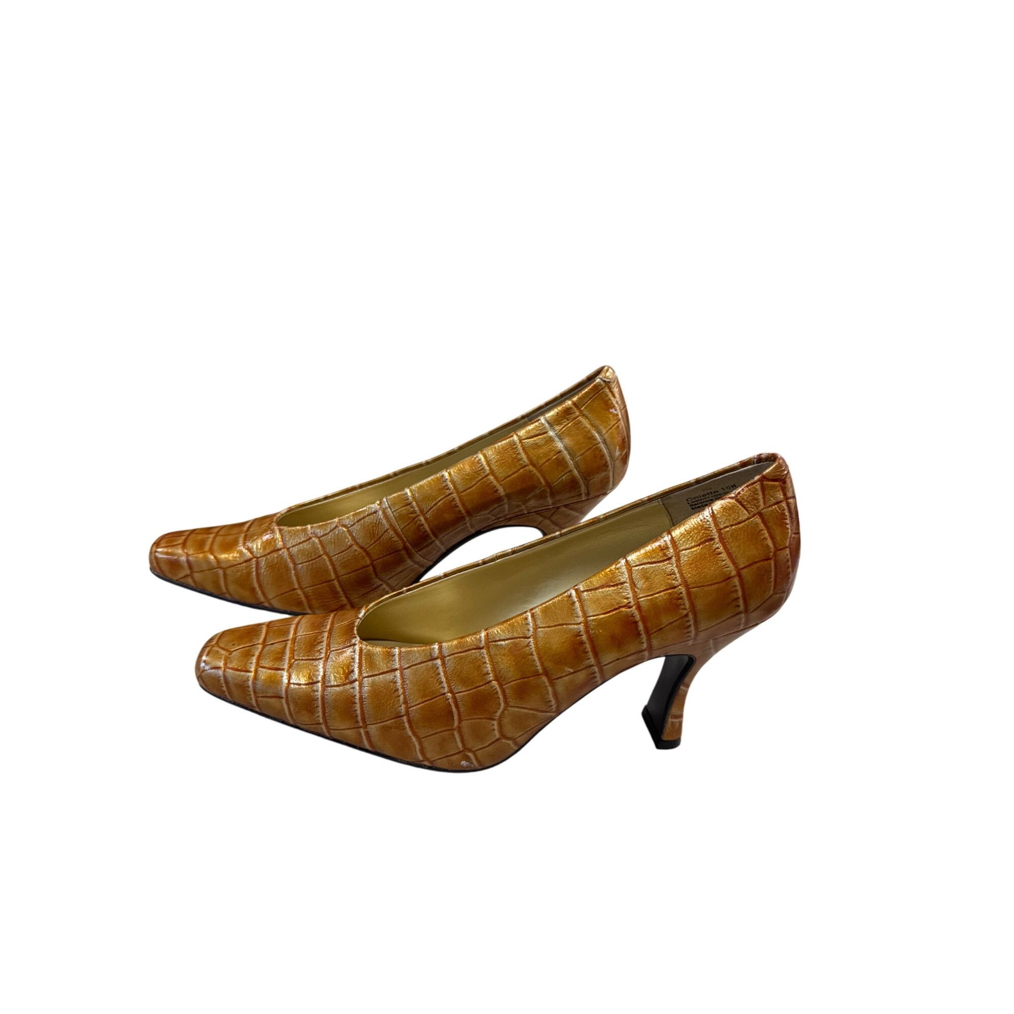 Designer Bellini Coiette womens leather Gold 4inch heels 10M SKU 7244 Size US 10 / IT 40 - 3 Thumbnail