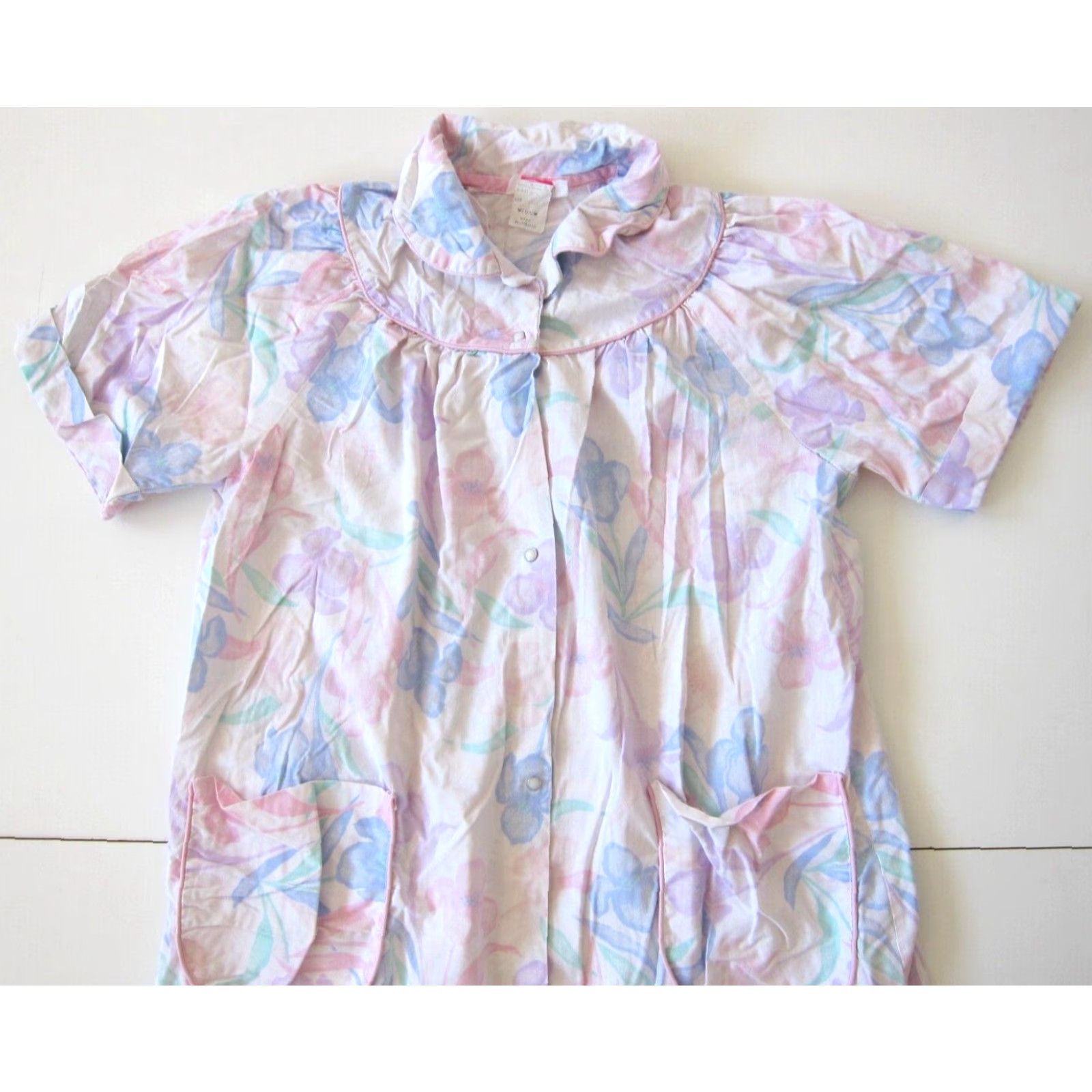 Pinko VINTAGE Coffee Casual Cotton Pink Floral Button Down Pocket Maxi House Dress M Size M / US 6-8 / IT 42-44 - 3 Thumbnail