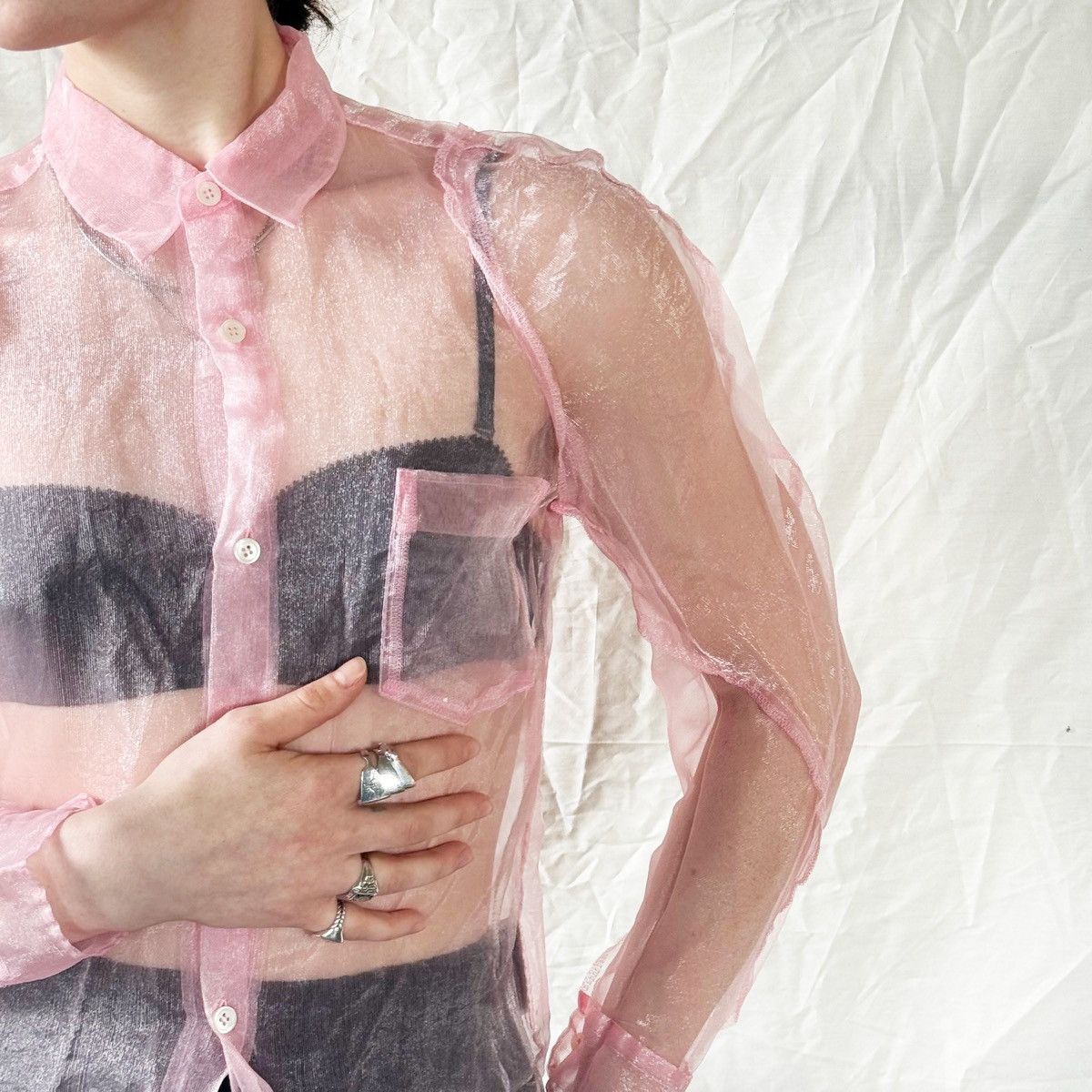 Comme des Garcons Comme des Garcons FW 2003 Sheer Pink Button-Up Size S / US 4 / IT 40 - 1 Thumbnail
