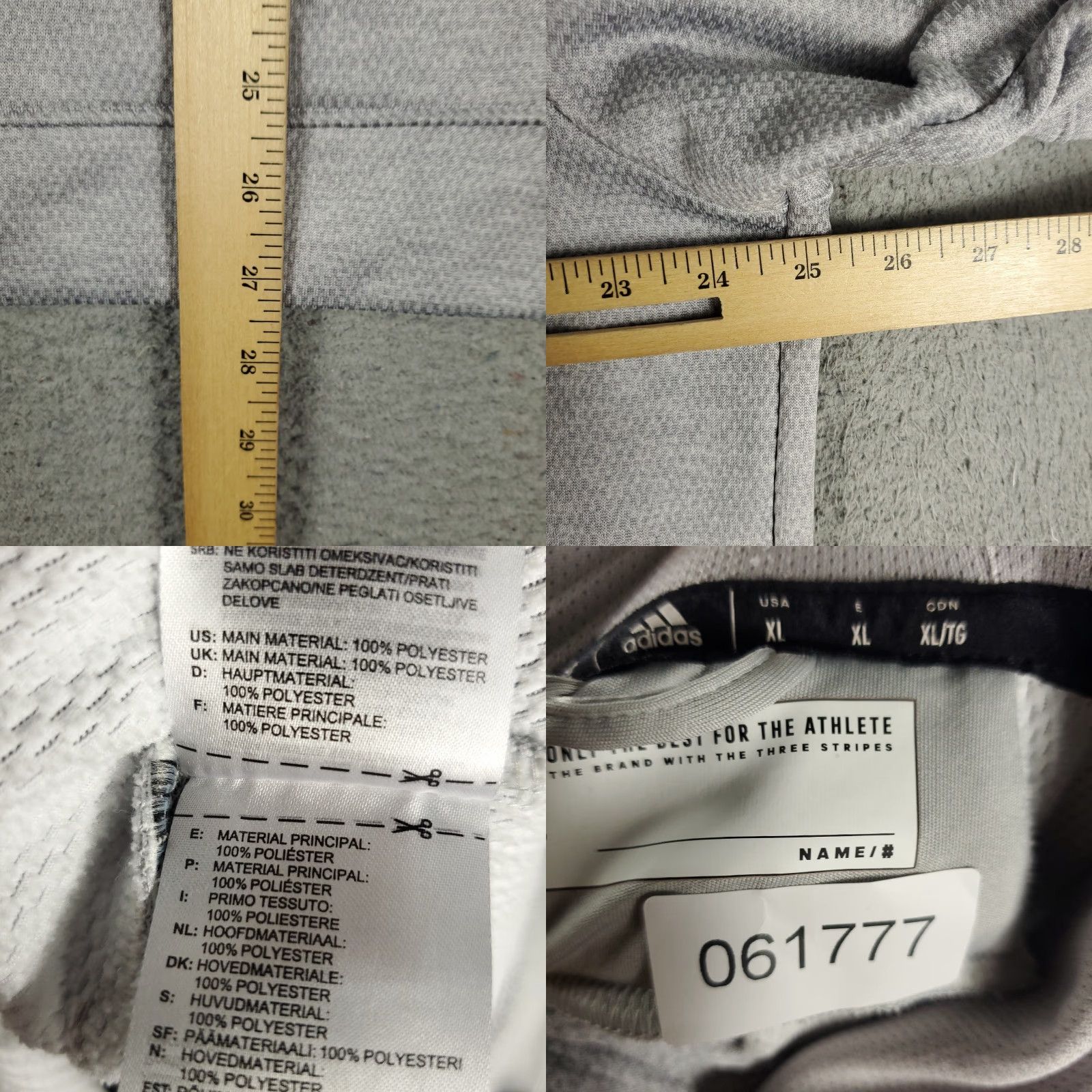 Adidas Adidas Hoodie Mens Size XL Gray Pullover Sweatshirt Knit Mock Neck Logo Pockets All Seasons Sports Size US XL / EU 56 / 4 - 8 Thumbnail