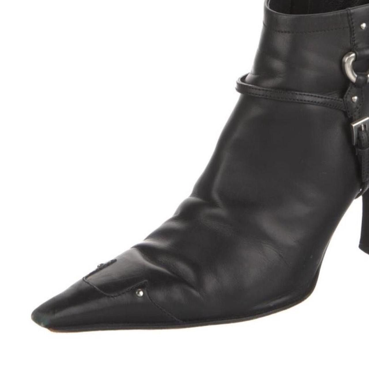 Prada PRADA Vintage Black leather ankle boots with silver hardware Size US 10.5 / IT 40.5 - 7 Thumbnail
