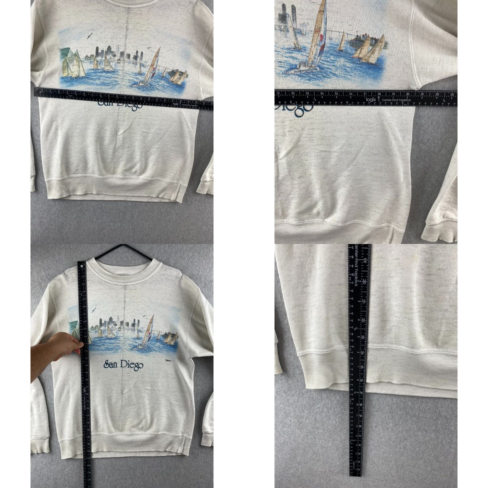 Vintage VINTAGE Oneita Sweatshirt Shirt Mens M White San Diego Pullover Graphic Print Logo All Seasons Breathable Hooded 90s Art San Diego Bay Mens Size US M / EU 48-50 / 2 - 9 Thumbnail