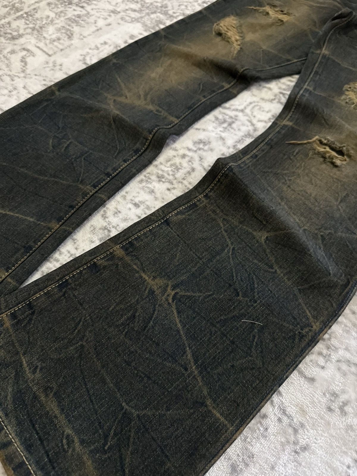 If Six Was Nine 2000s Pinball Studded Flared Jeans Mud Wash Distressed Size US 34 / EU 50 - 8 Thumbnail