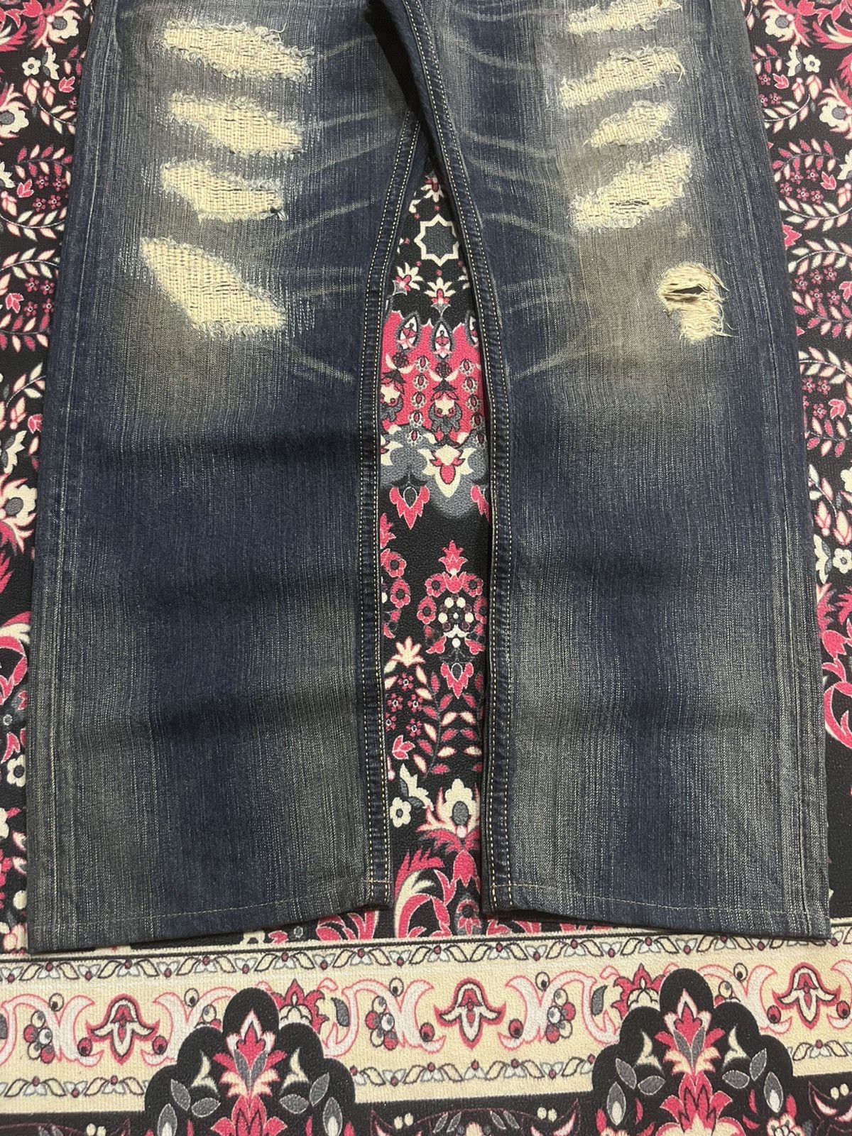 Kapital Kountry Edwin Exclusive Vintage Dark Blue Faded Sashiko Loose Jeans Size US 34 / EU 50 - 10 Thumbnail