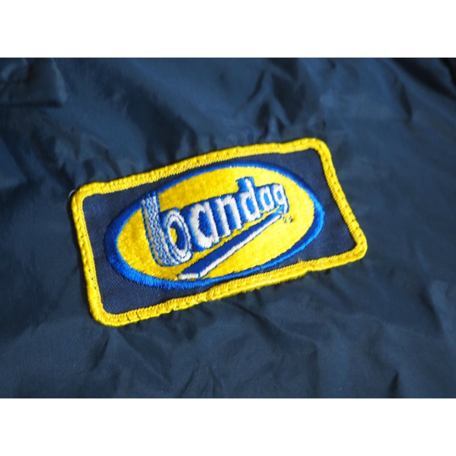 Vintage VTG 70s Swingster BANDOG Navy Blue Yellow Satin Nylon Striped Jacket USA XL Shirt Mens Size US XL / EU 56 / 4 - 6 Thumbnail