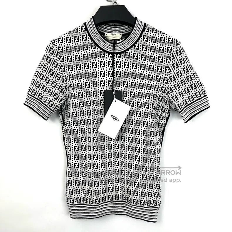 Fendi Fendi Black and white old flower FF full-print knitted sho Size XXS / US 00 / IT 34 - 1 Thumbnail