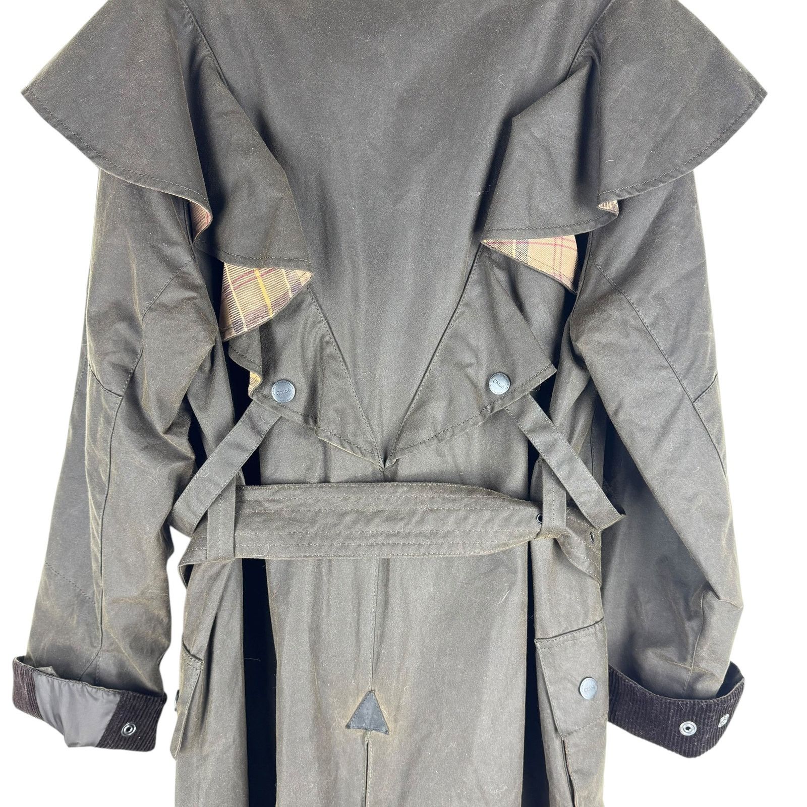 Chloe NEW Chloe X Barbour Dany Waxed Long Trench Coat Ruffles 12 Size XL / US 12-14 / IT 48-50 - 12 Thumbnail