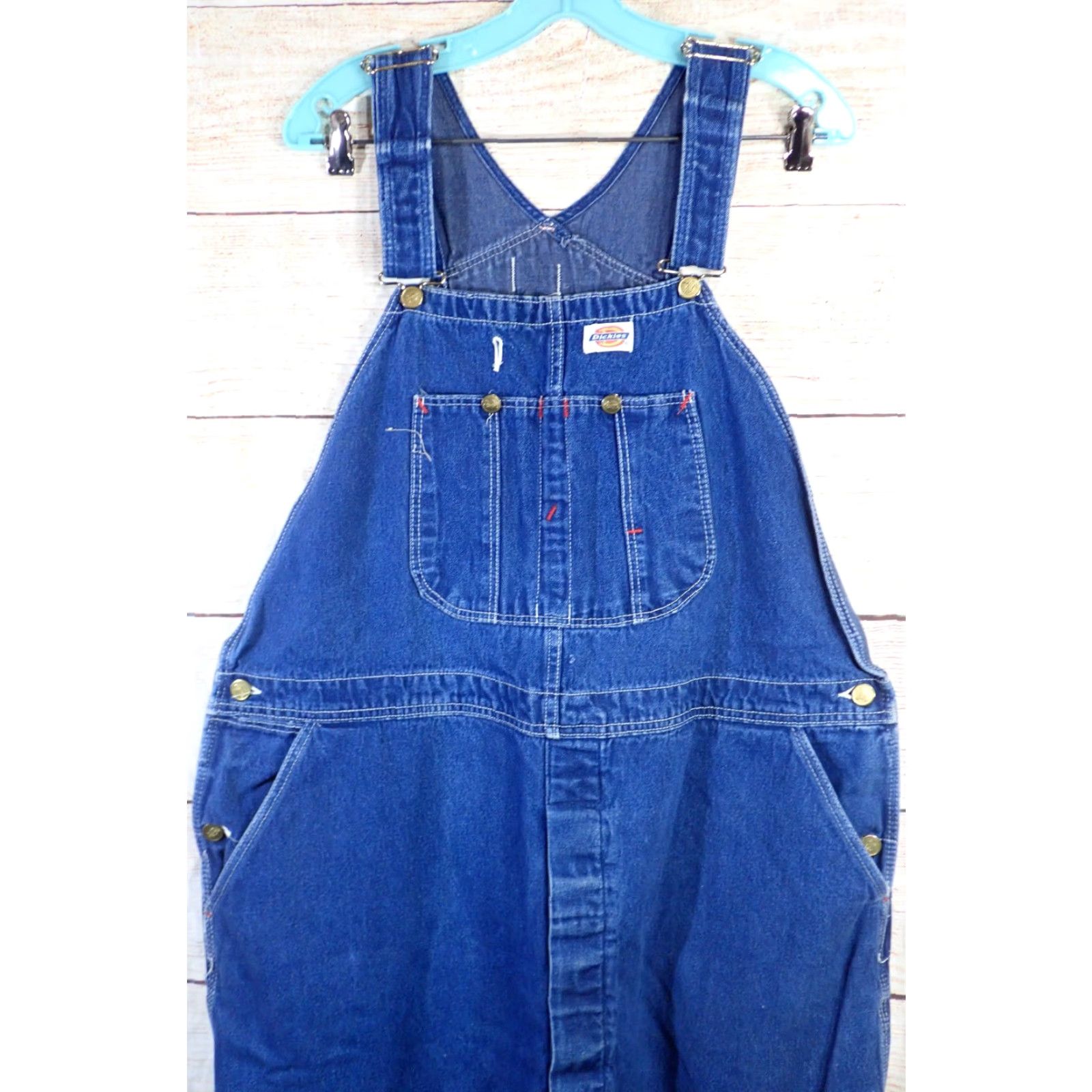 Dickies Dickies Blue Denim Bib Overalls 44X33 90s Cowboy USA Dickies Button Fly 5-Pocket Design Relaxed Mens Size US 44 / EU 60 - 3 Thumbnail