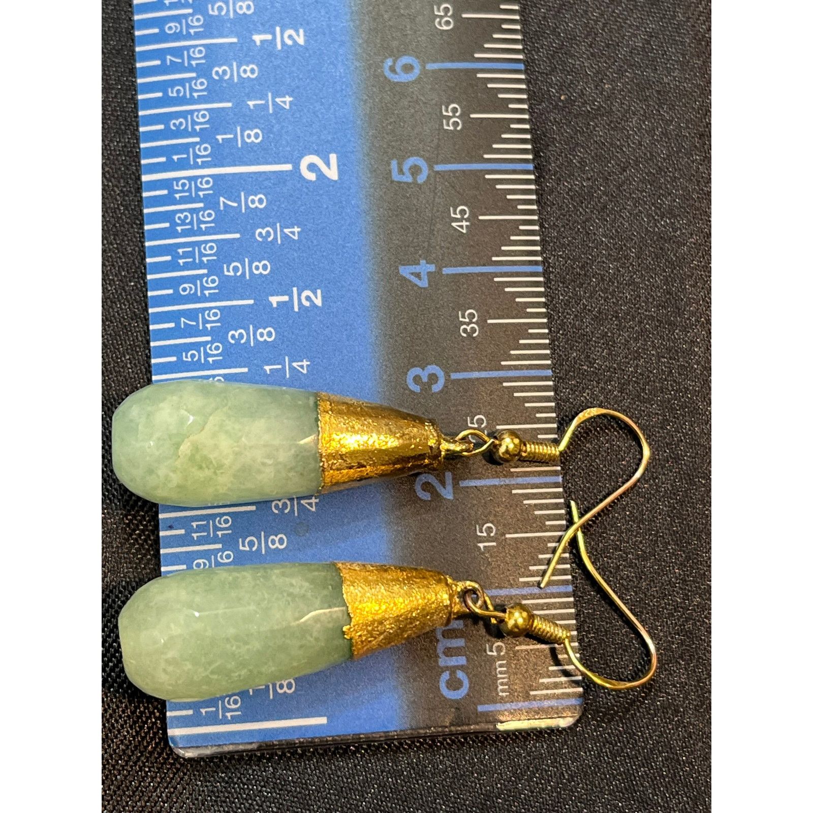 Other Green Chalcedony Drop Earrings Sterling Silver Hooks tested Size ONE SIZE - 5 Thumbnail