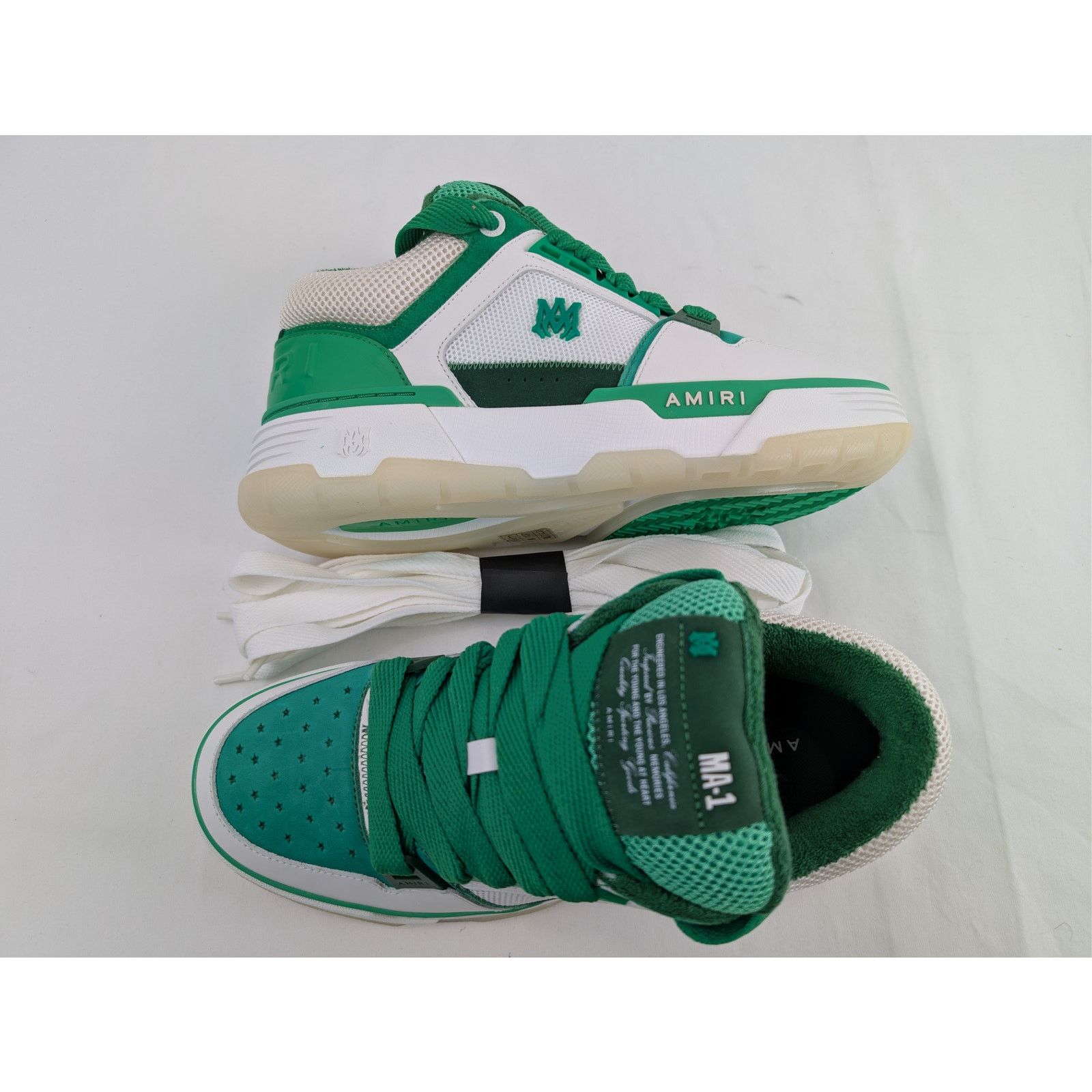 Amiri o1rshd1 MA-1 Low-Top Sneakers in White / Green Size US 7 / EU 40 - 1 Thumbnail