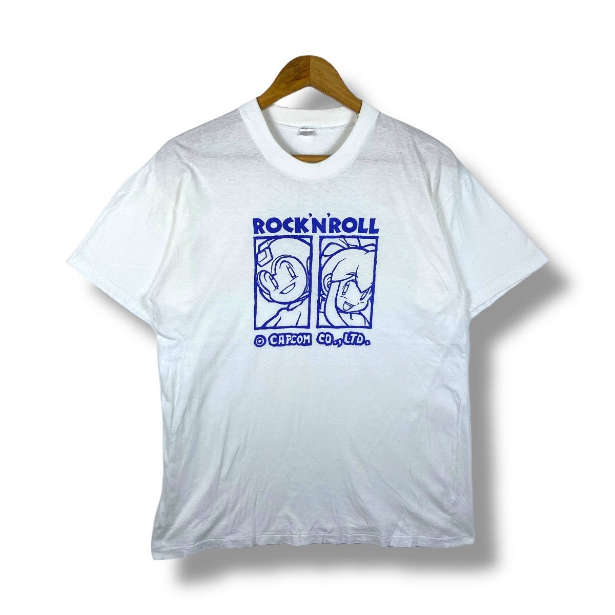 Vintage 90's Capcom ROCKMAN Rock 'N' Roll Graphic Tee Shirt