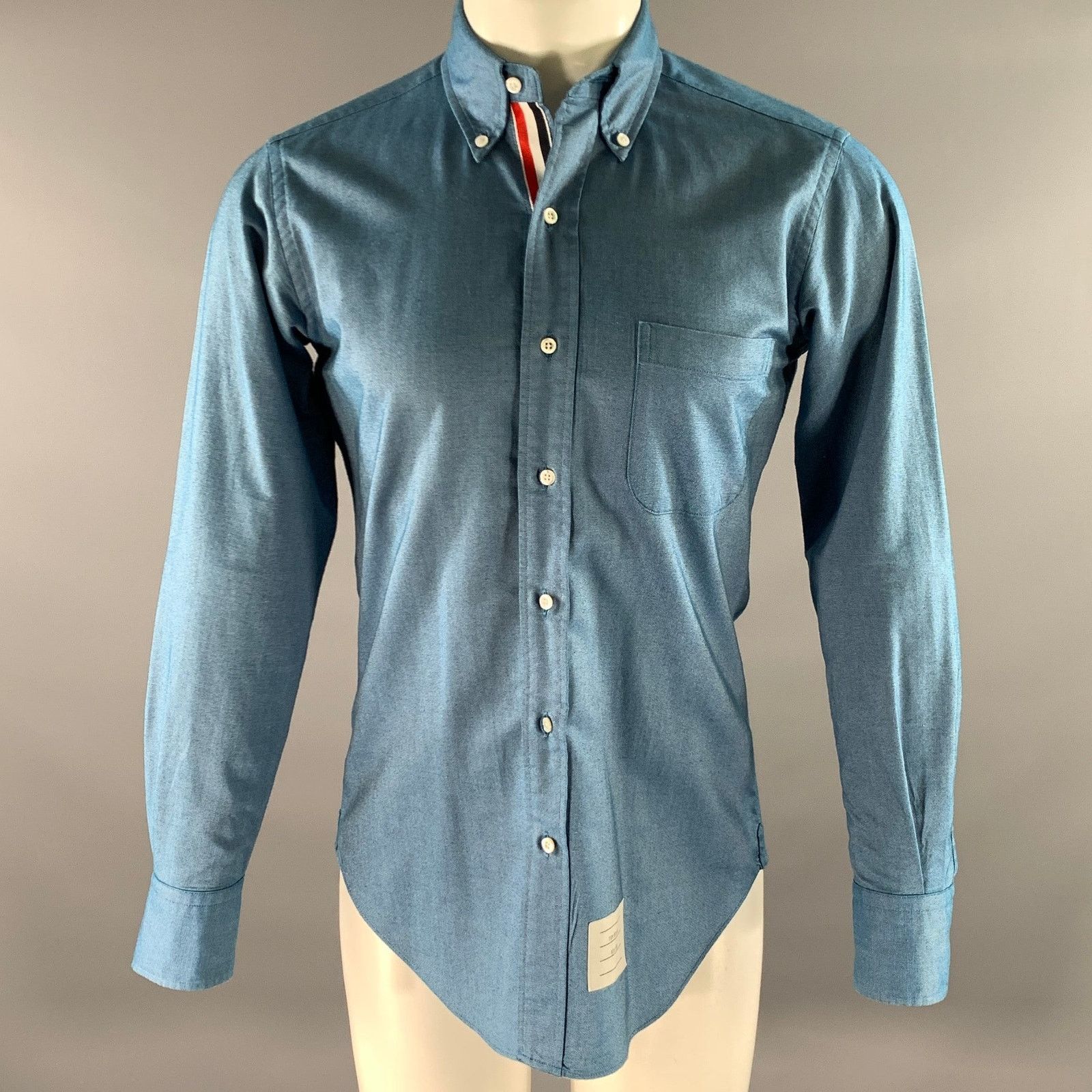 Thom Browne THOM BROWNE Size S Blue Cotton Button Down Long Sleeve Shirt Size US S / EU 44-46 / 1 - 1 Thumbnail