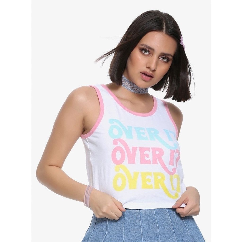 Hot Topic HOT Topic OVER IT pastel ringer tank top size small Size S / US 4 / IT 40 - 7 Thumbnail