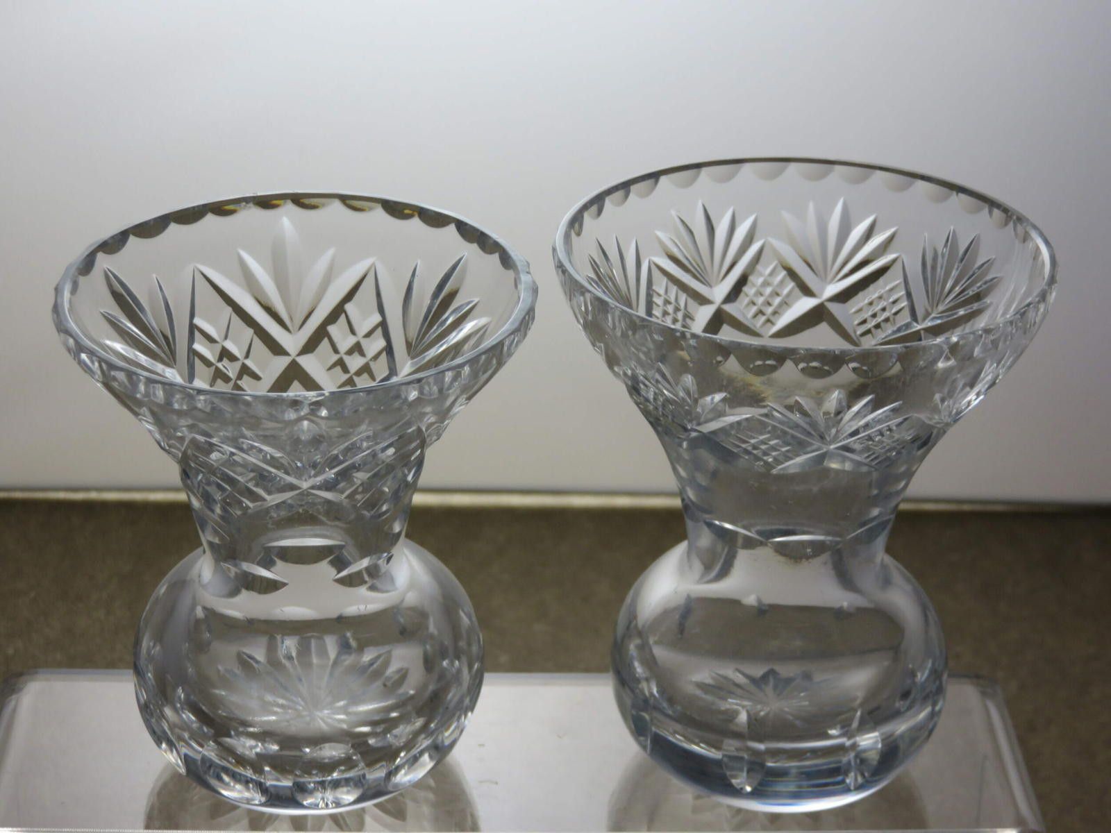 The Unbranded Brand Cut Glass Lead Crystal Set Of 2 Small Vases 4 1/2" Size ONE SIZE - 4 Thumbnail