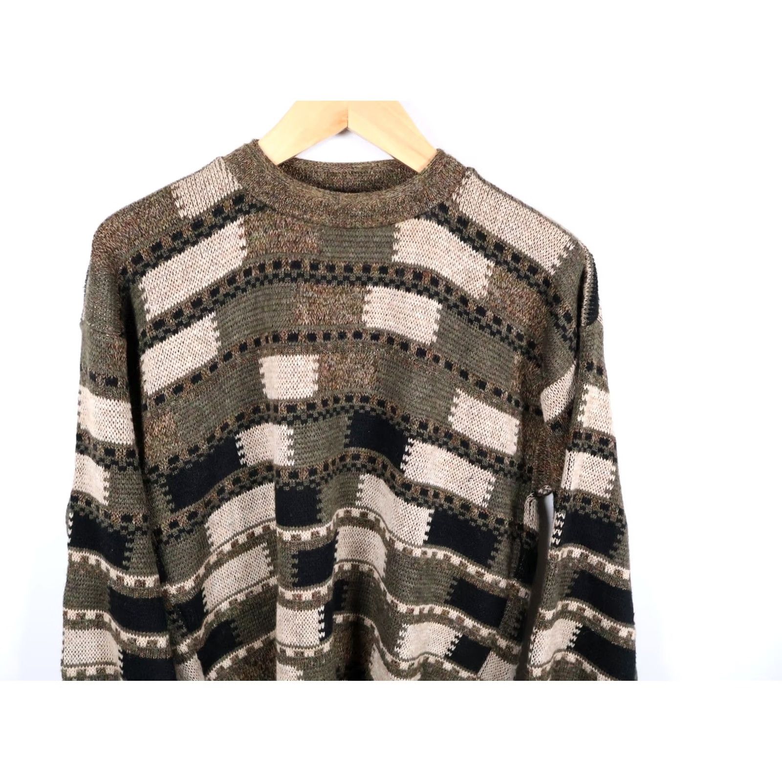 Vintage Bachrach Sweater Mens Medium Green Check Pattern Wool Alpaca Pullover Crew Neck Vintage Regular Modern Dad Hipster Preppy Retro Casual Size US M / EU 48-50 / 2 - 4 Thumbnail