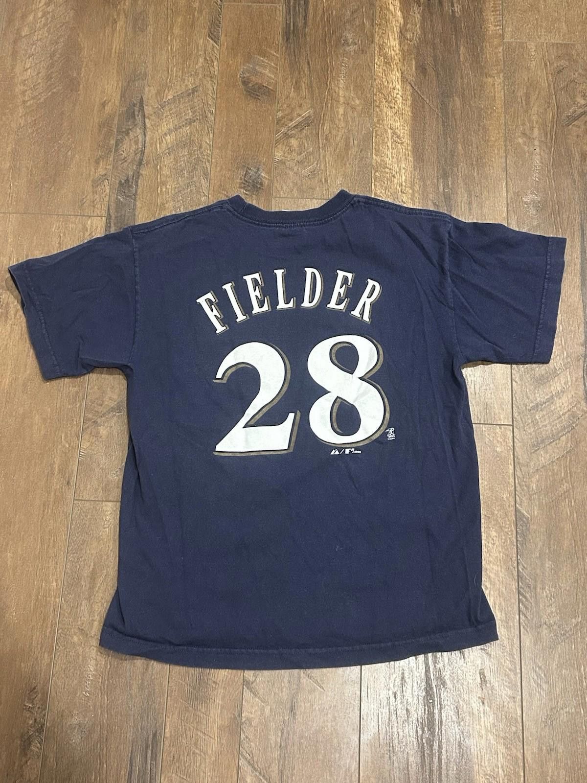 Majestic Vintage Brewers Prince Fielder T-Shirt Faded Navy M 19x24.5 Size US M / EU 48-50 / 2 - 2 Thumbnail