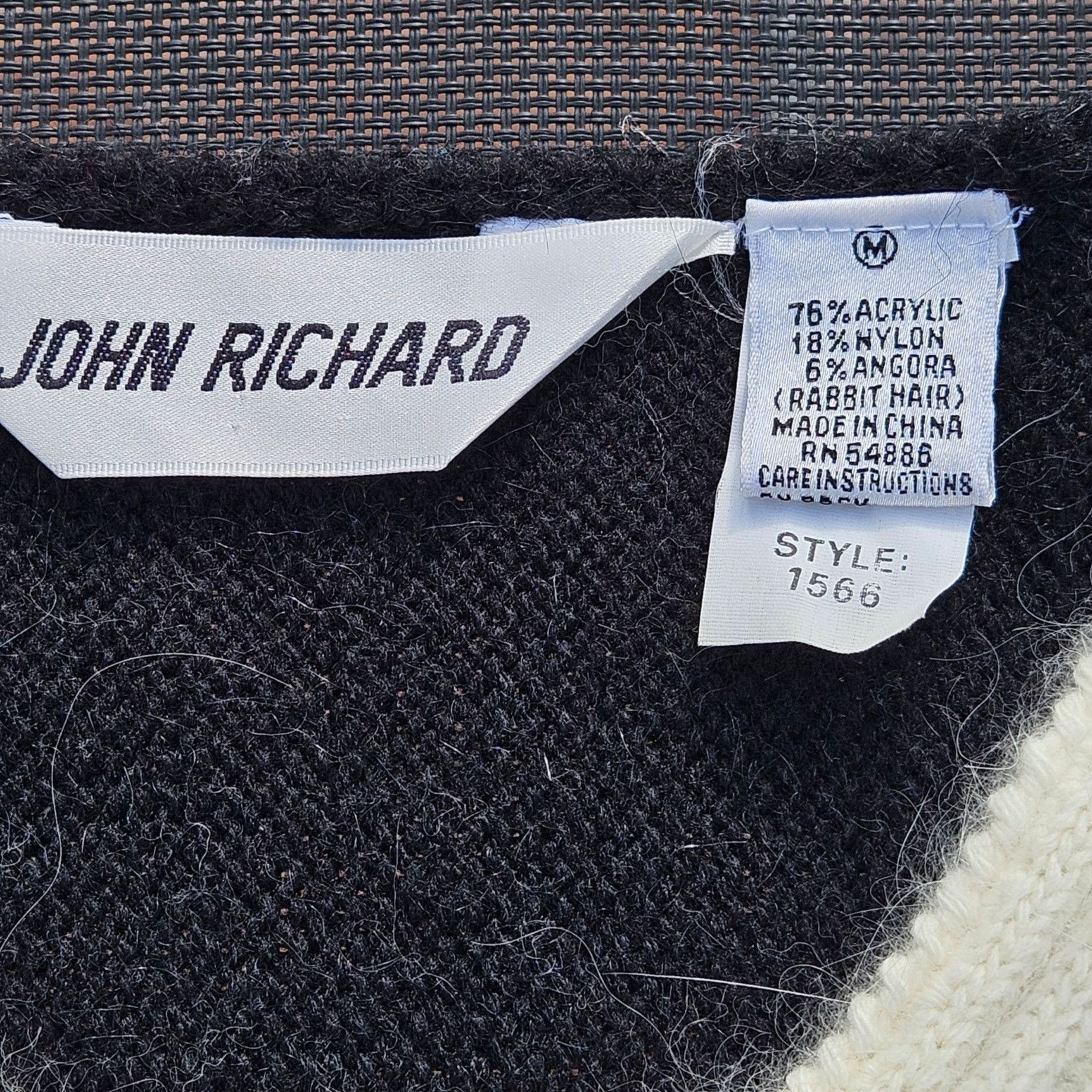 Vintage John Richard 80s Angora Beaded Diamond Sweater Black Ivory M Size M / US 6-8 / IT 42-44 - 5 Thumbnail