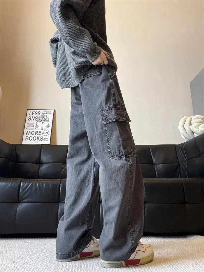 Japanese Brand Retro loose casual straight leg wide leg jeans Size US 32 / EU 48 - 5 Thumbnail