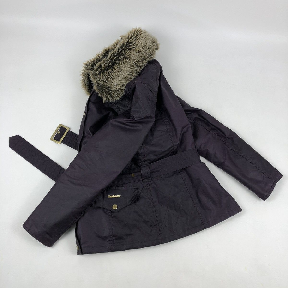 Barbour × Belstaff Women's INTERNATIONAL Ferrera Wax Purple Motorcycle Bomber Jacket Coat Size M / US 6-8 / IT 42-44 - 2 Thumbnail