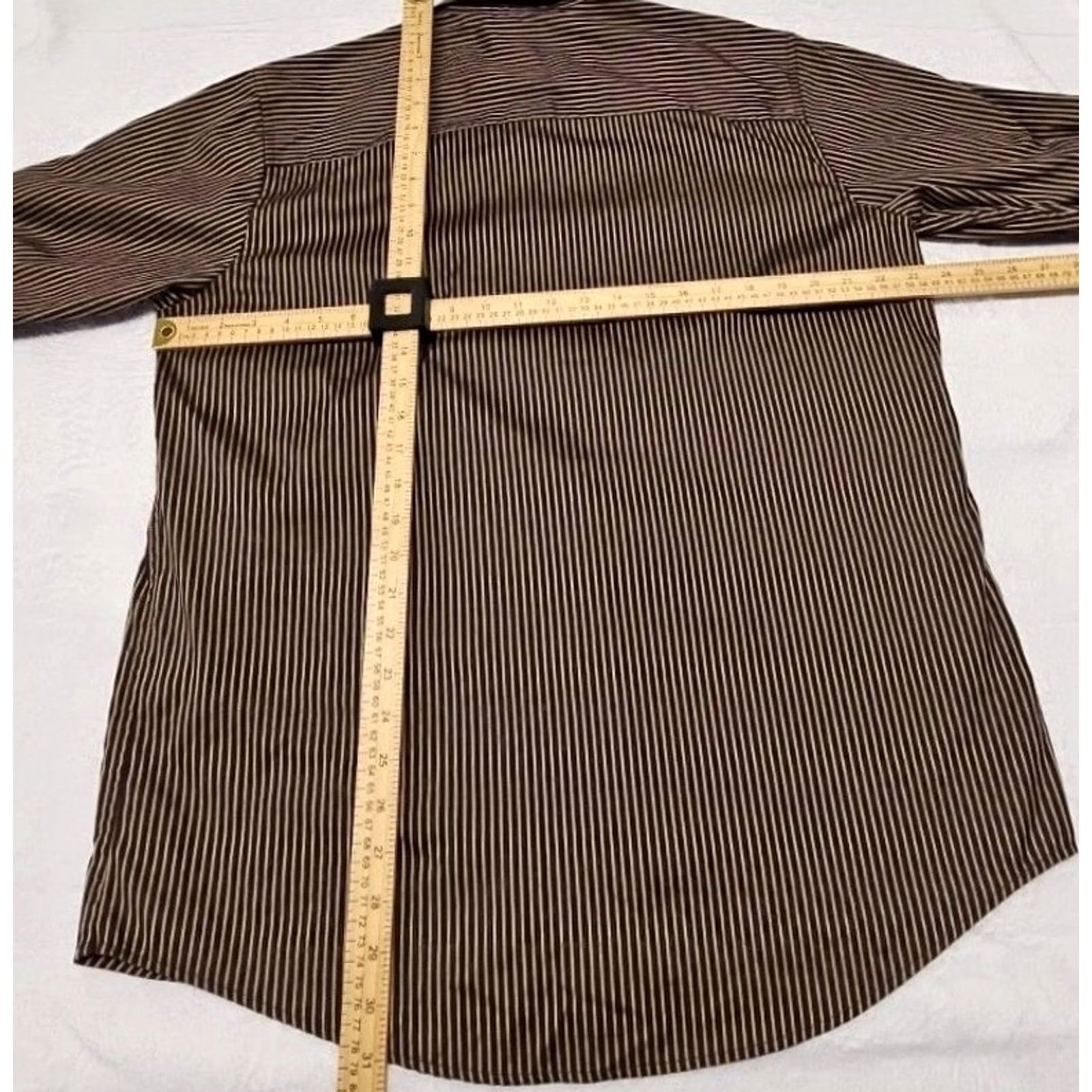 Savane Savane Pinpoint Oxford Shirt Men’s Large Brown Stripe 100% Cotton Easy Care Size US L / EU 52-54 / 3 - 4 Thumbnail