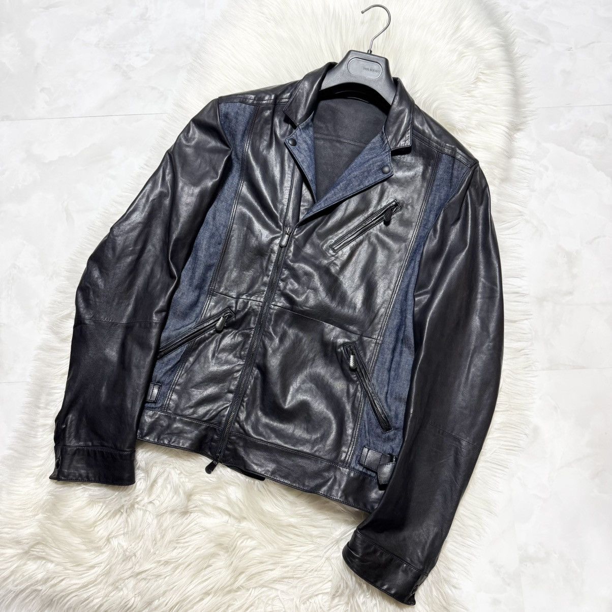Bottega Veneta Bottega Veneta denim leather jacket size 50 black blue Size US M / EU 48-50 / 2 - 5 Thumbnail