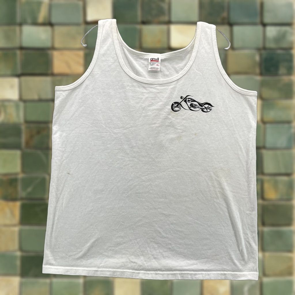 Anvil VTG Anvil Haustyles Custom Bikes T-Shirt Women XL White Tank Top Moto Biker Y2k Size XL / US 12-14 / IT 48-50 - 1 Thumbnail