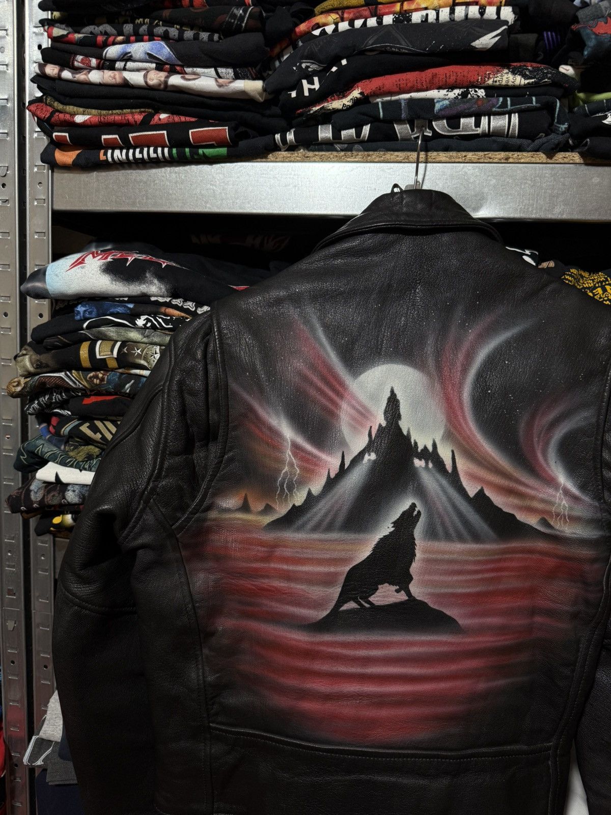 Vintage Vintage 80’s Crazy Painted Wolf Art Leather Biker Jacket Y2K Size US S / EU 44-46 / 1 - 5 Thumbnail