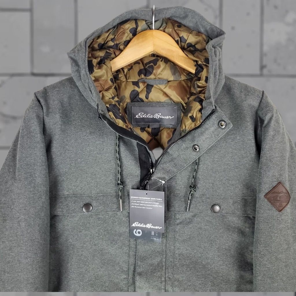 Eddie Bauer Eddie Bauer WeatherEdge 650 Down Hooded Jacket Mens XL Camouflage Green Waterproof Windproof Winter Coat Hooded Full Zip Front Pockets 650 Goose Down Size US XL / EU 56 / 4 - 1 Thumbnail